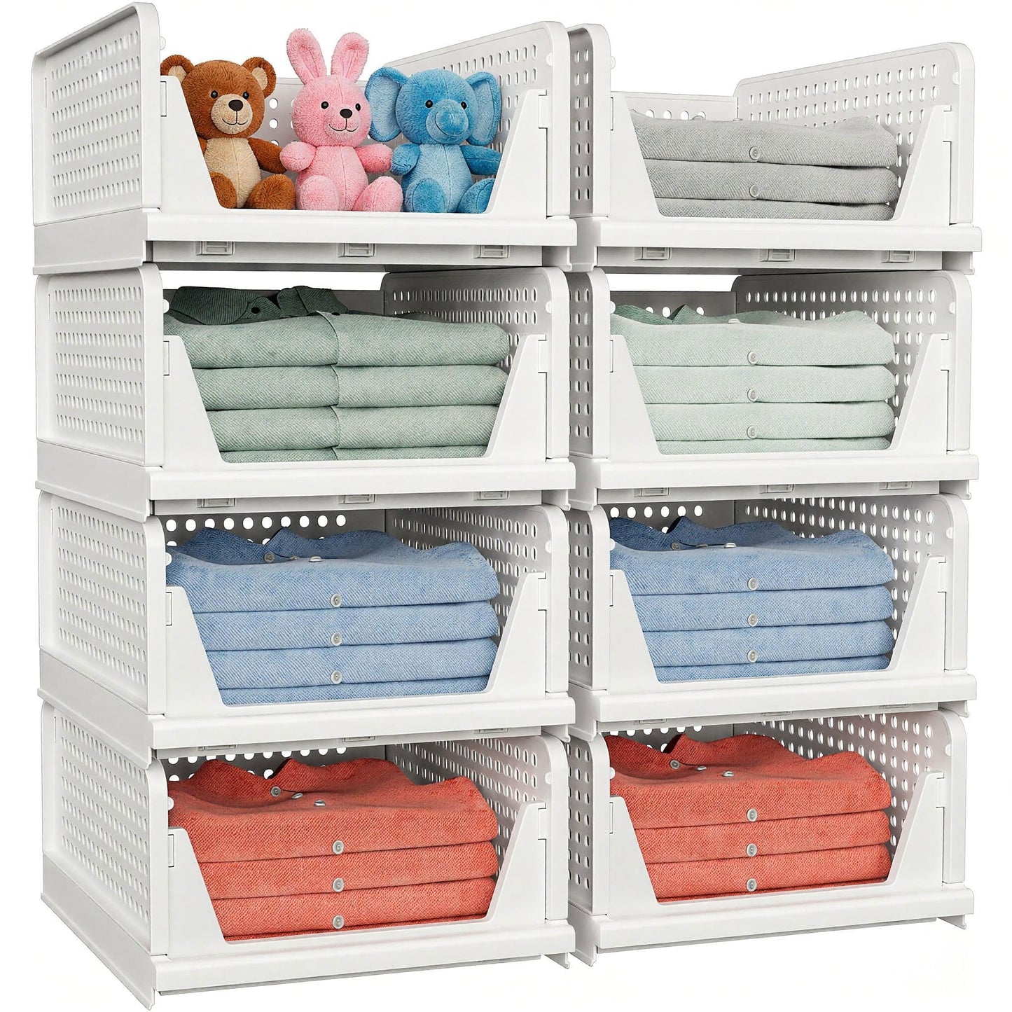 caktraie 4 Pack Stackable Closet Storage Basket - Stackable Storage Bins