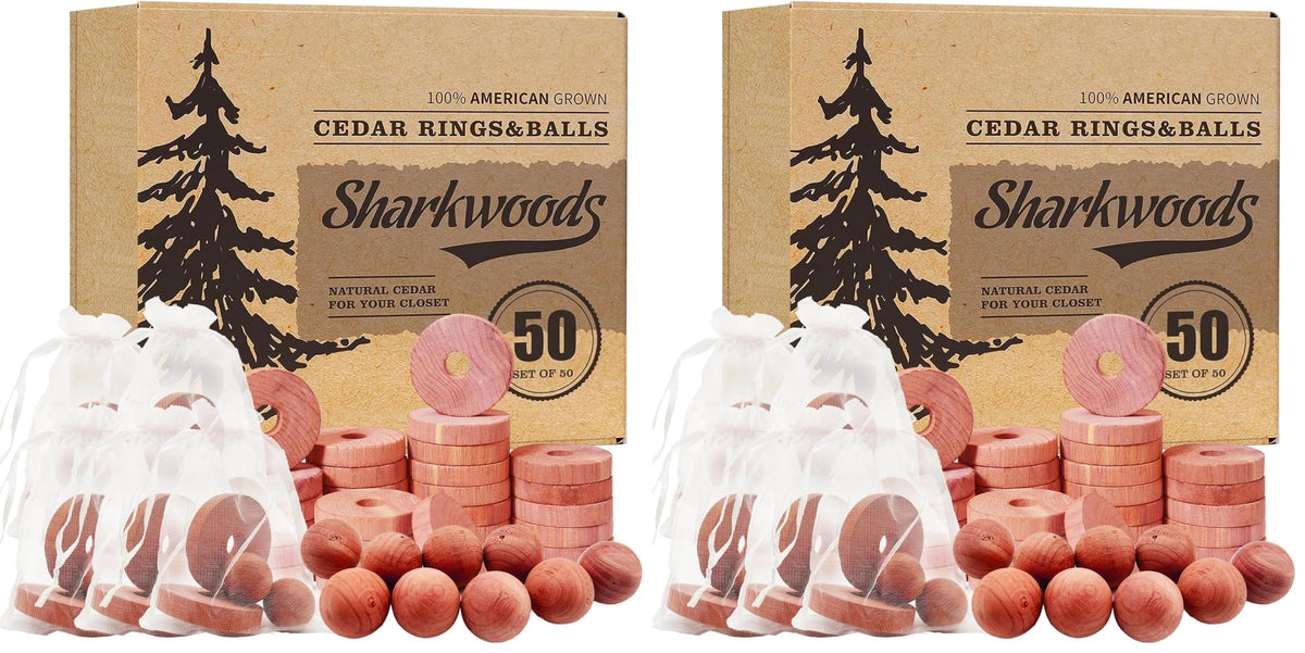 Cedar Blocks for Clothes Storage, 50 Pack, 30 Cedar Rings and 20 Balls