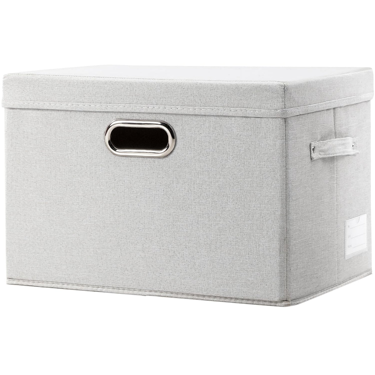 PRANDOM Large Collapsible Storage Bins with Lids [3-Pack] Jute Fabric Foldable Storage Boxes Organizer Containers Baskets Cube with Cover for Home Bedroom Closet Office Nursery (17.7x11.8x11.8)