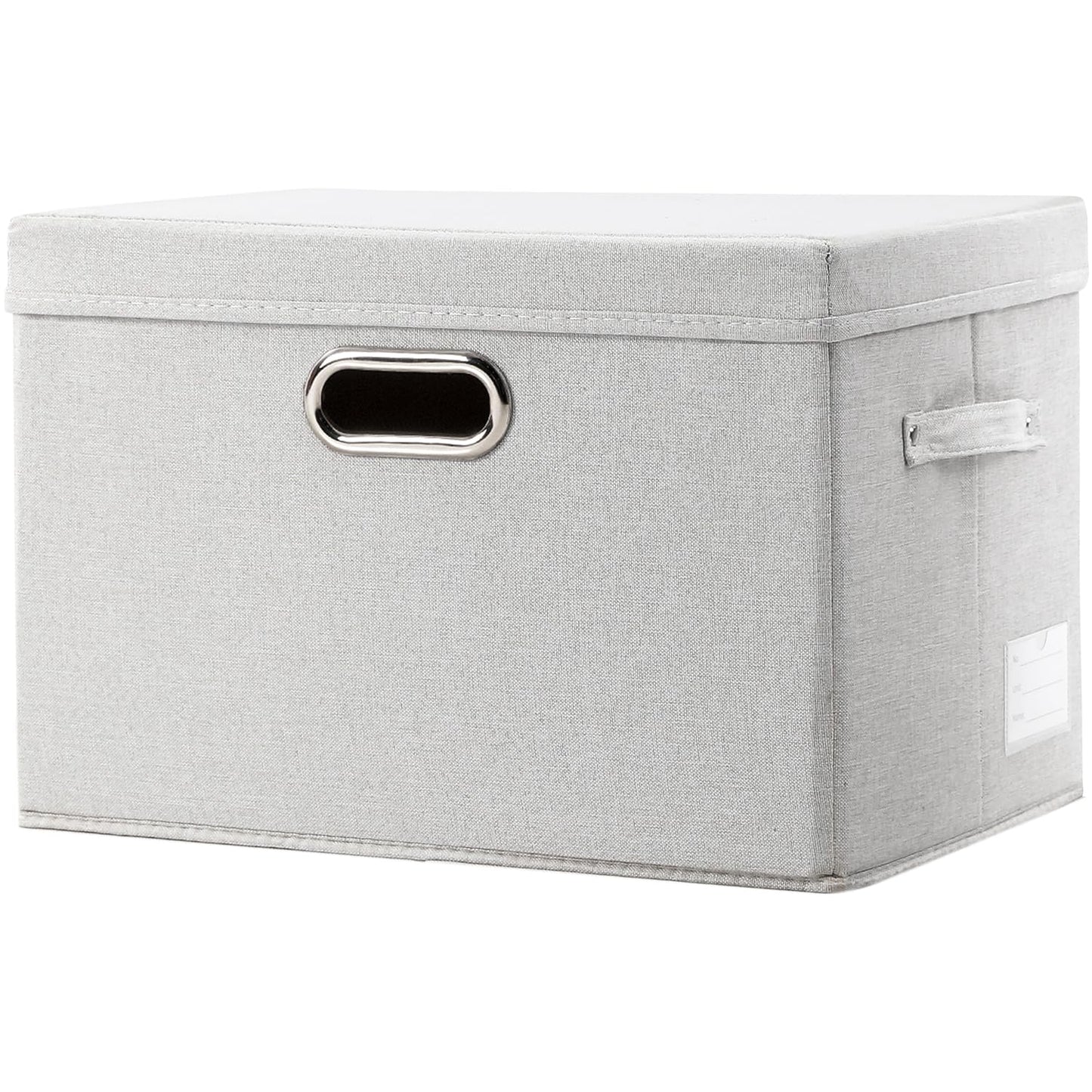 PRANDOM Large Collapsible Storage Bins with Lids [3-Pack] Linen/Cotton Blend Foldable Storage Boxes Organizer Containers Baskets Cube with Cover for Home Bedroom Closet Office Nursery(17.7x11.8x11.8)