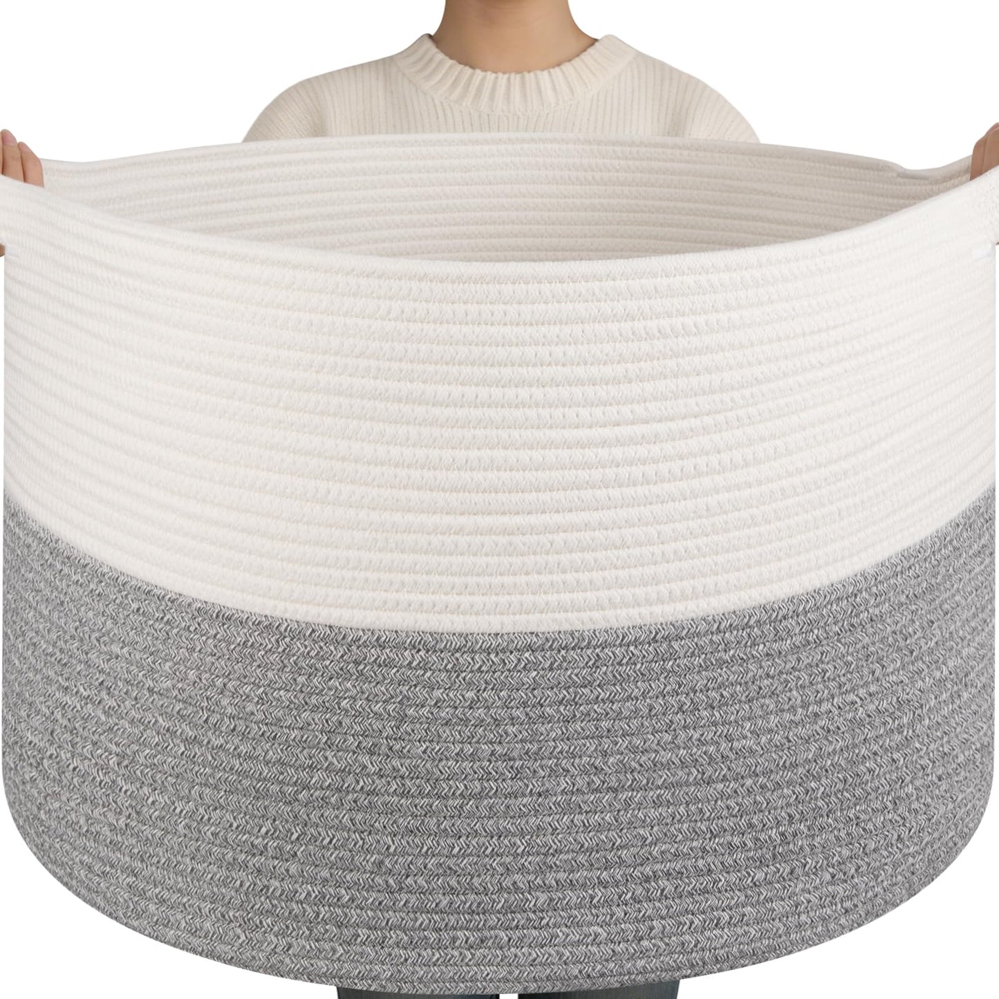 OIAHOMY 90L XXXLarge Blanket Basket Living Room Laundry Basket Brown