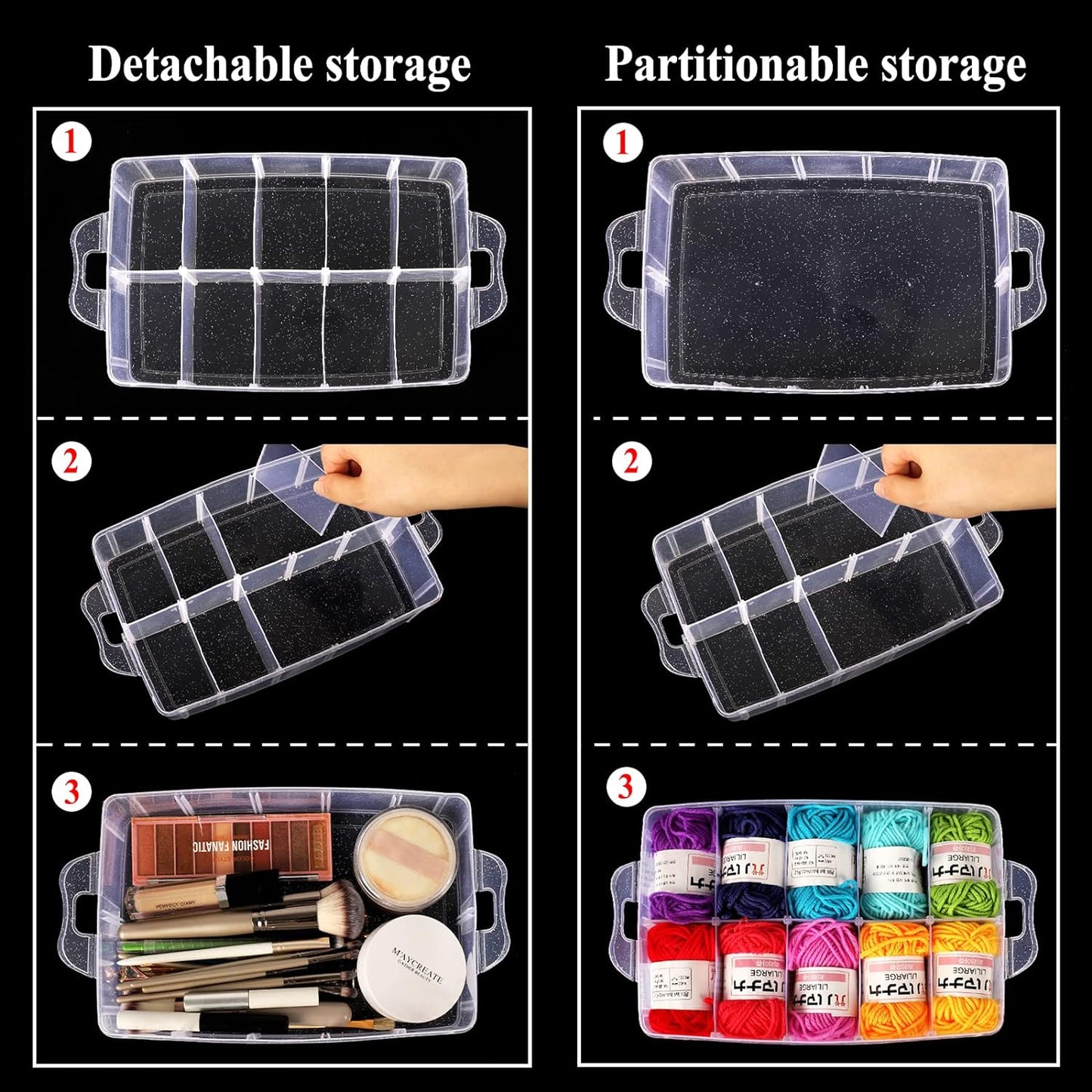 Bead Organizer 3 Tier 30 grid Stackable Craft Tackle Storage Container