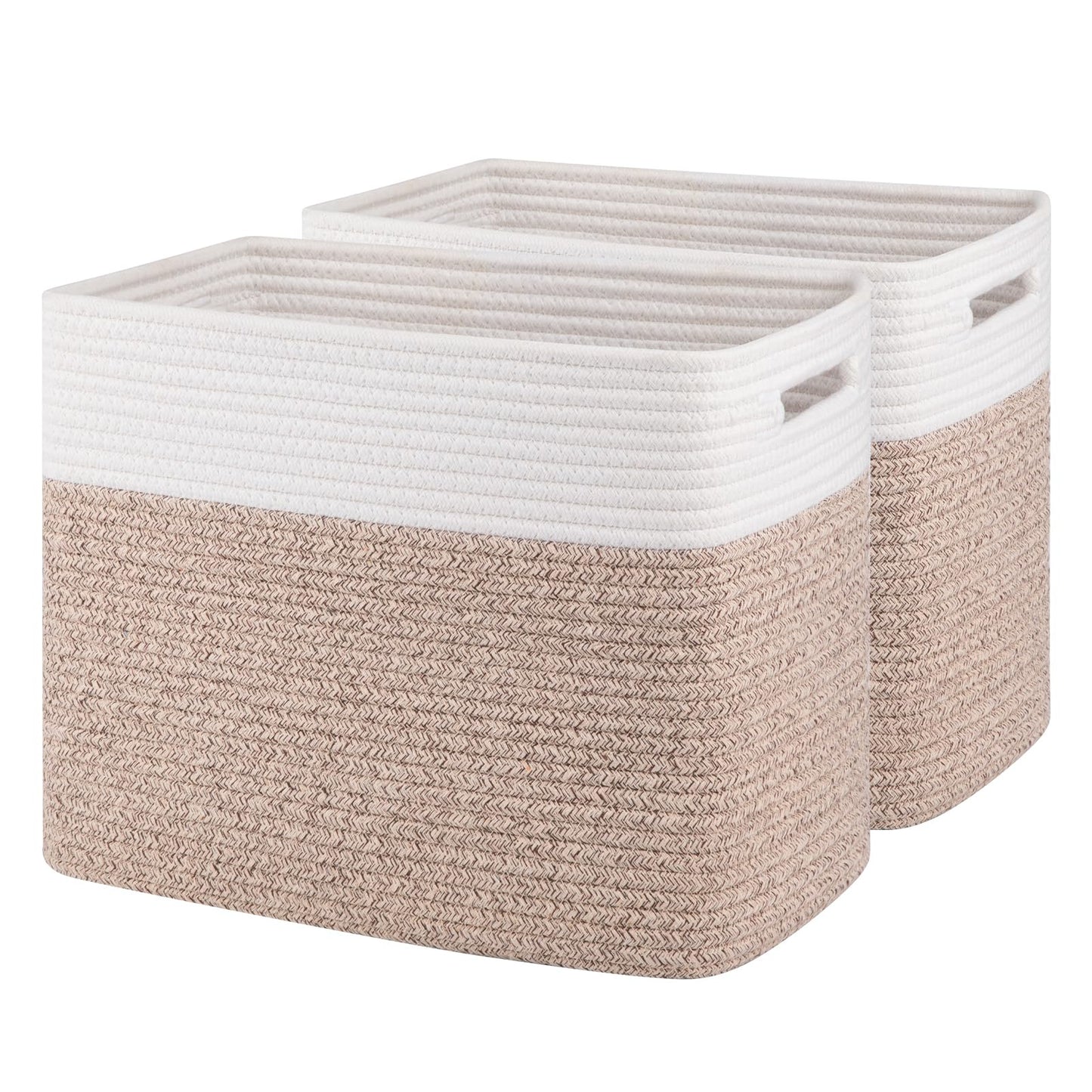 OIAHOMY 2 PACK Tall Storage baskets 42L Blanket Basket Living Room Brown