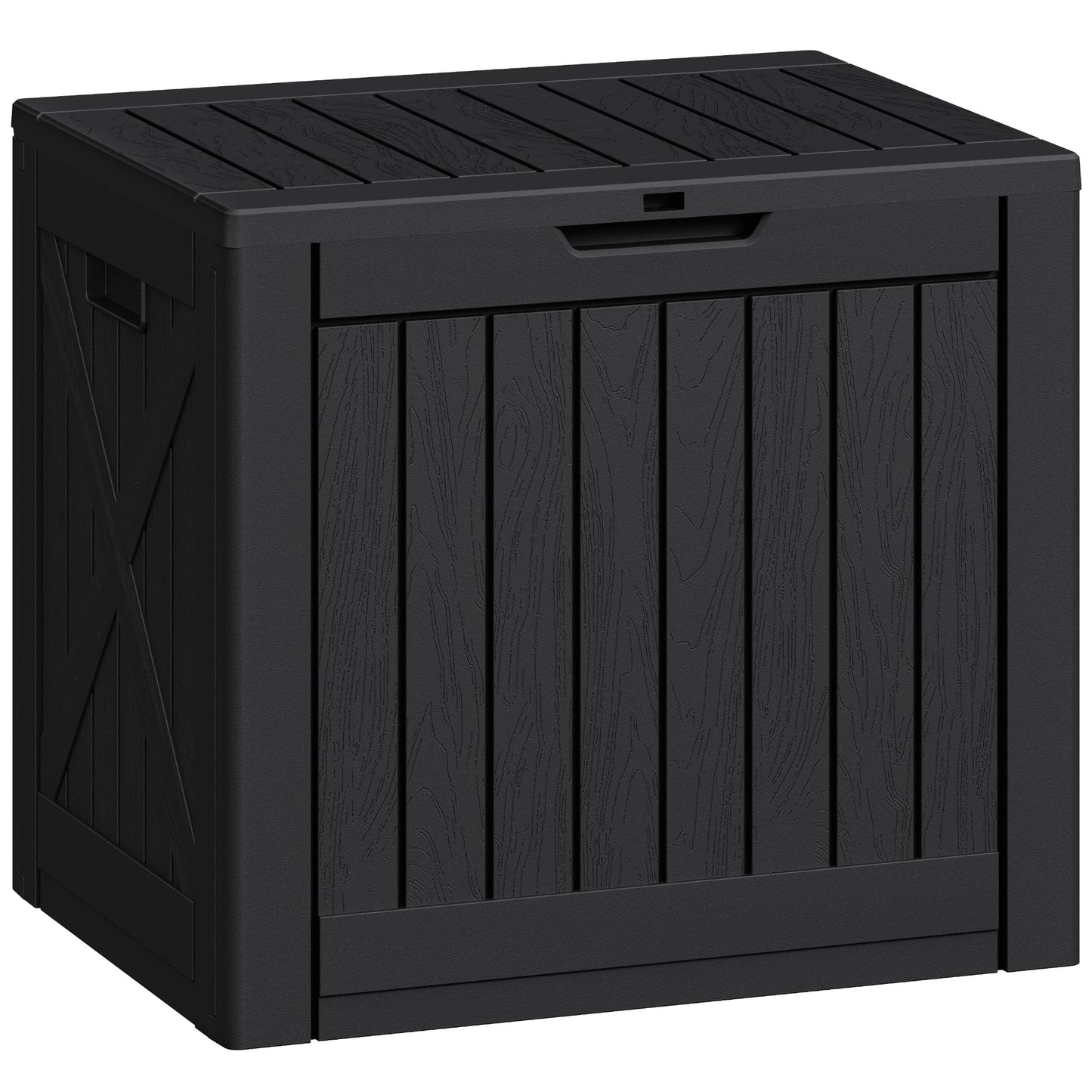 Greesum Outdoor Storage Box 31 Gallon Storage Box with Lid for Patio Furniture, Garden Tools, Pool Supplies, Waterproof and UV Resistant, Lockable, Dark Black