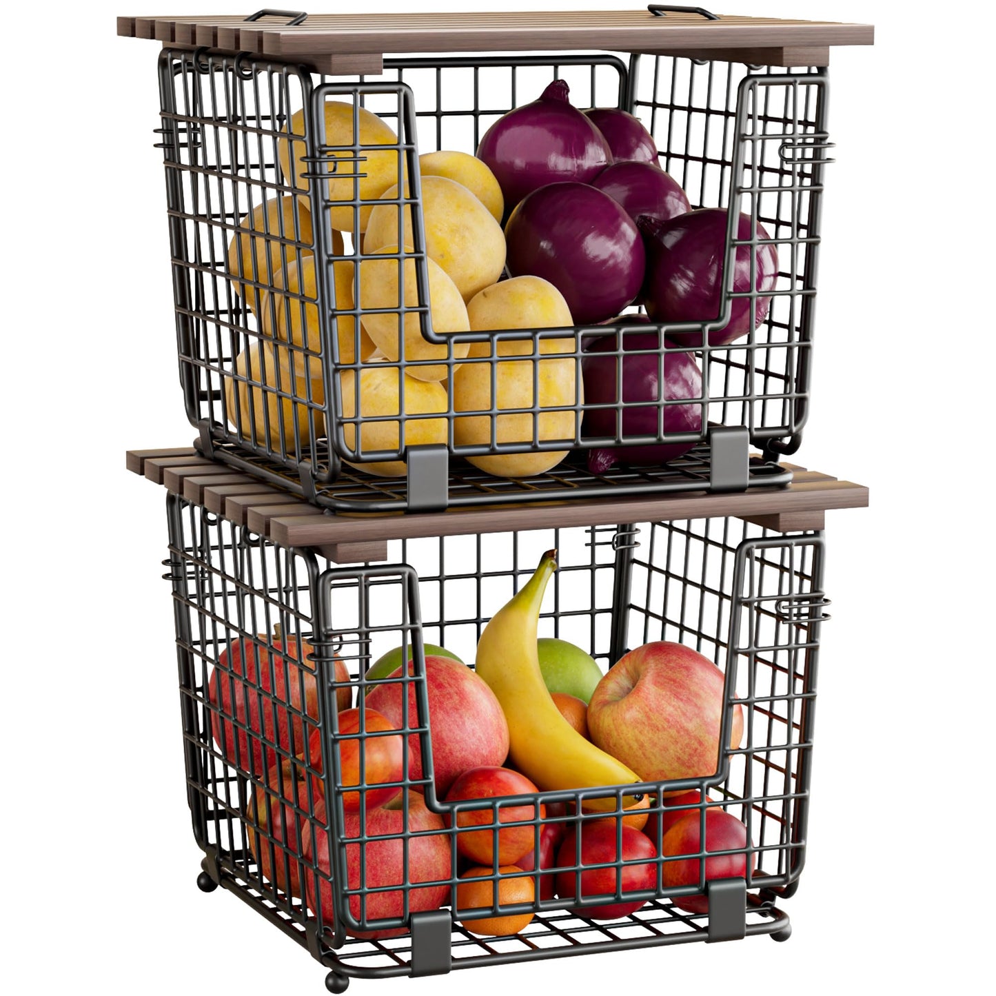 2 Pack Stackable Potato Onion Bins, Pantry Organizers and Storage
