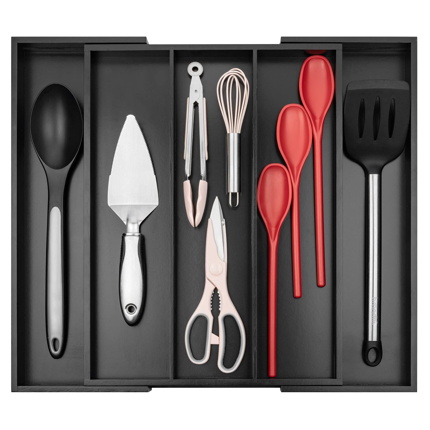 Purawood Kitchen Drawer Organizer - Expandable Utensil Drawer Organizer for Kitchen, Cutlery Tray & Silverware Organizer, 3-5 Slots - Bamboo Organizer for Utensils & Flatware (Natural)