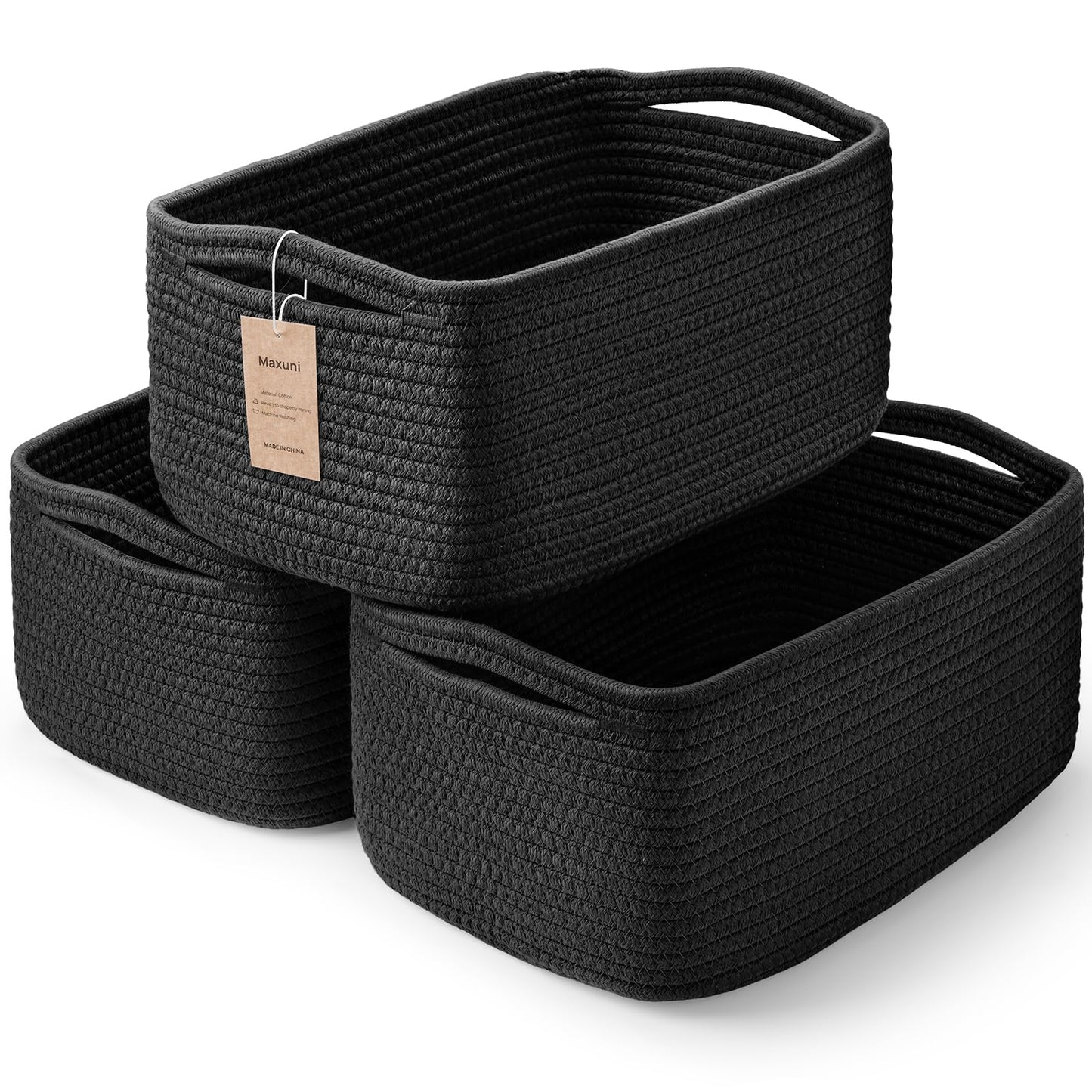3 Pack Small Storage Baskets for Organizing, 11.8×7.8×5.1", Mixed Brown