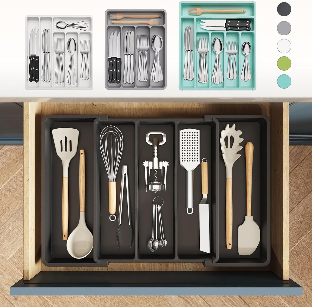 Lifewit Utensil Organizer for Kitchen Drawers, Expandable Utensil Tray
