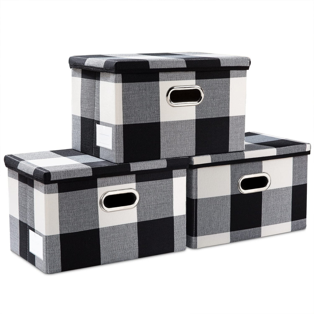 PRANDOM Large Collapsible Storage Bins with Lids [3-Pack] Linen/Cotton Blend Foldable Storage Boxes Organizer Containers Baskets Cube with Cover for Home Bedroom Closet Office Nursery(17.7x11.8x11.8)
