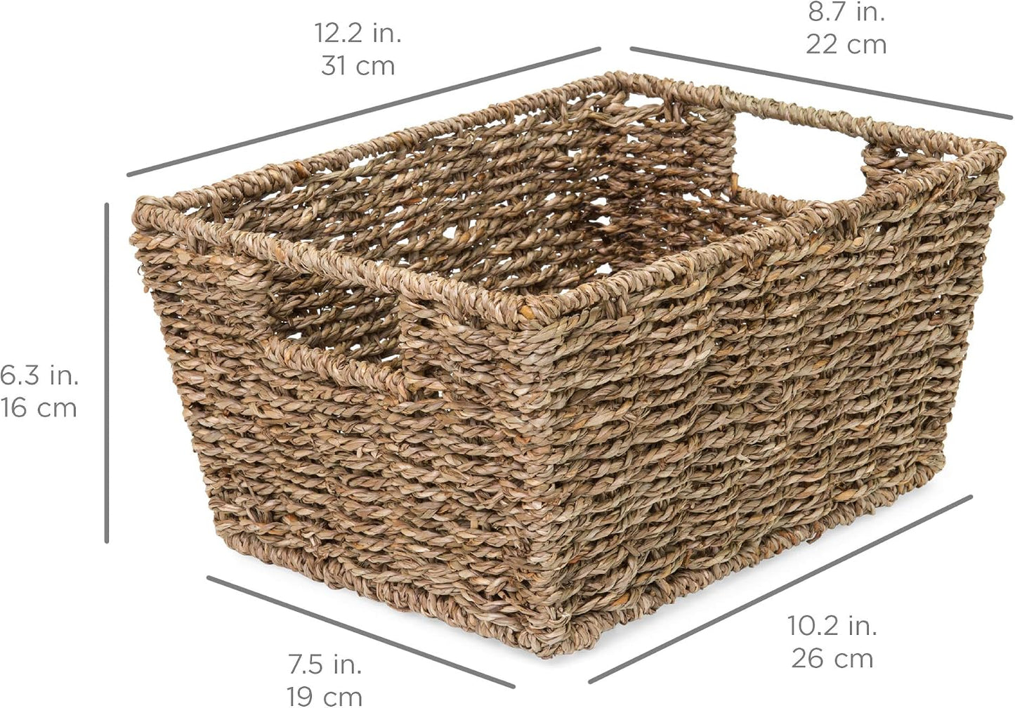 Best Choice Products Rustic Set Of 4 Multipurpose Stackable Seagrass Storage Basket, Handwoven Laundry Organizer Totes for Bedroom and Living Room, Shelves, Pantry w/Insert Handles - Natural