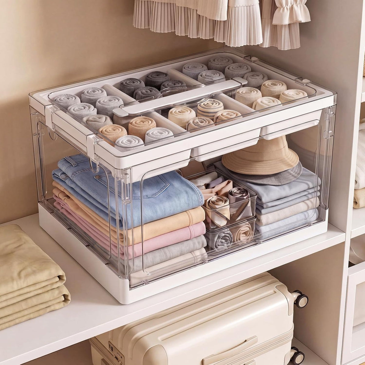 24QT 2Packs Clear Craft Organizers and Storage with Trays