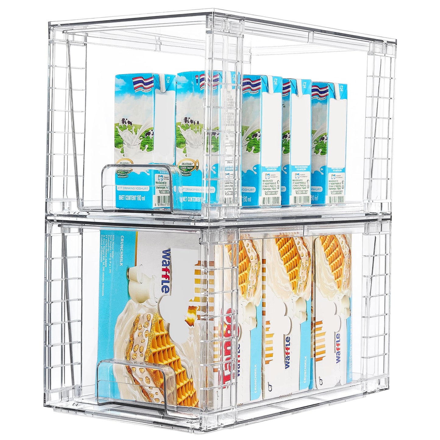 Vtopmart 4 Pack Stackable Clear Drawer with Dividers