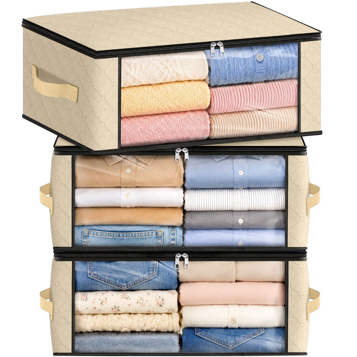 Fab totes 6 Pack Storage Bags for Clothes Blanket Storage Bins with Lids