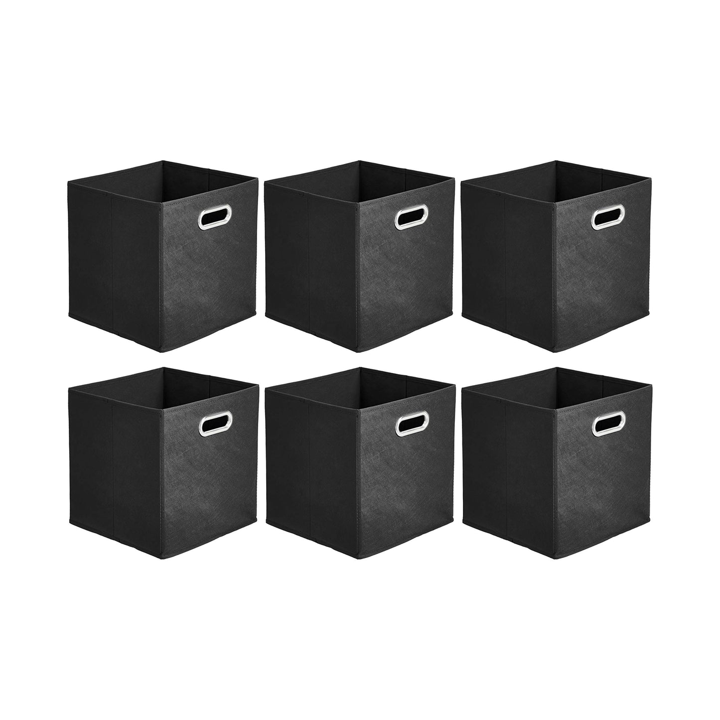 Amazon Basics Collapsible Cube Storage Bins, Space-Saving, Organizing Fabric Bins with Handles, 10.5 x 10.5 x 11 inches, Light Grey, 6-Pack