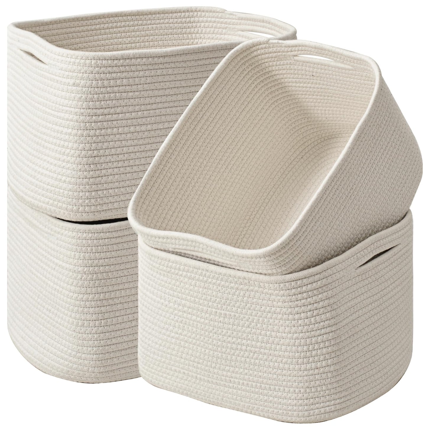 ICERZCZ Storage Baskets for Organizing 12.5"x9.1"x7.9" (4 Packs) Off White