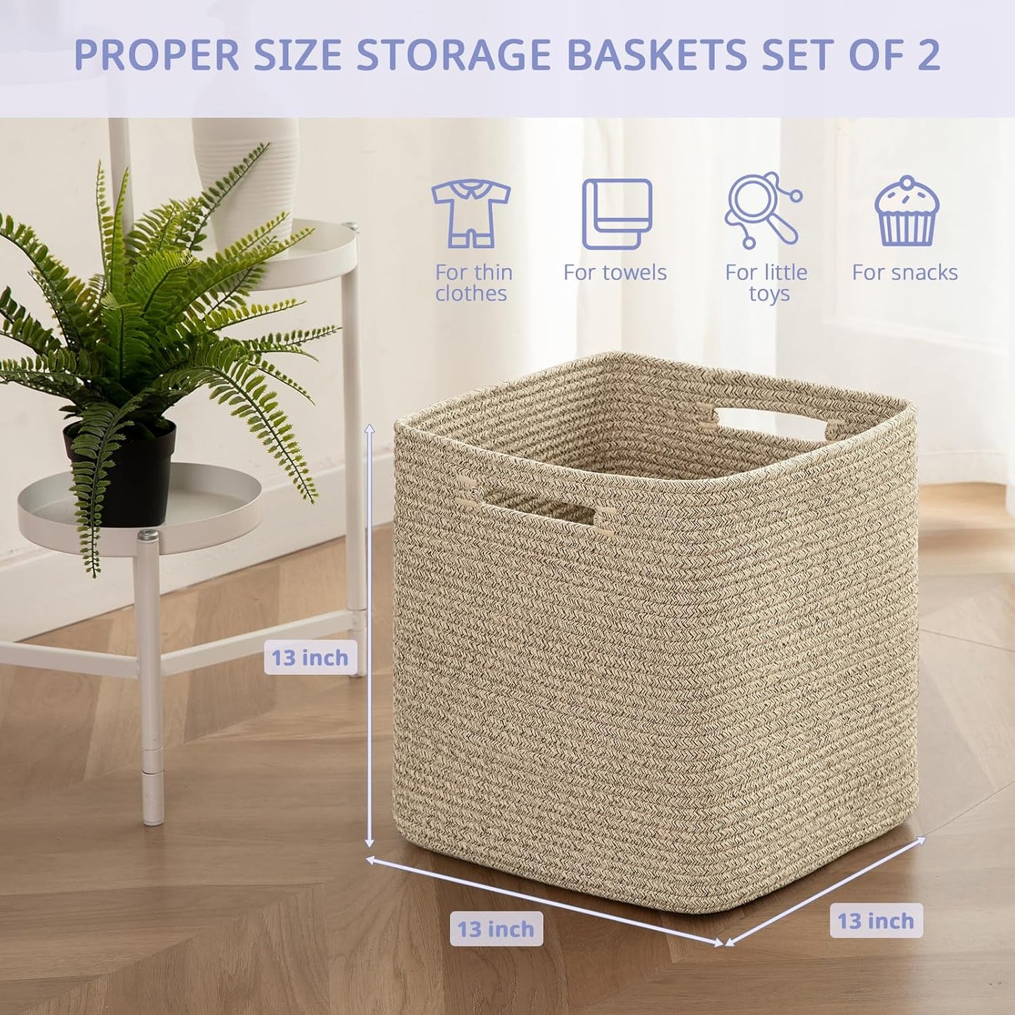 OIAHOMY 2 PACK Cube Storage Bin 13 Inch Collapsible Storage Cube Brown