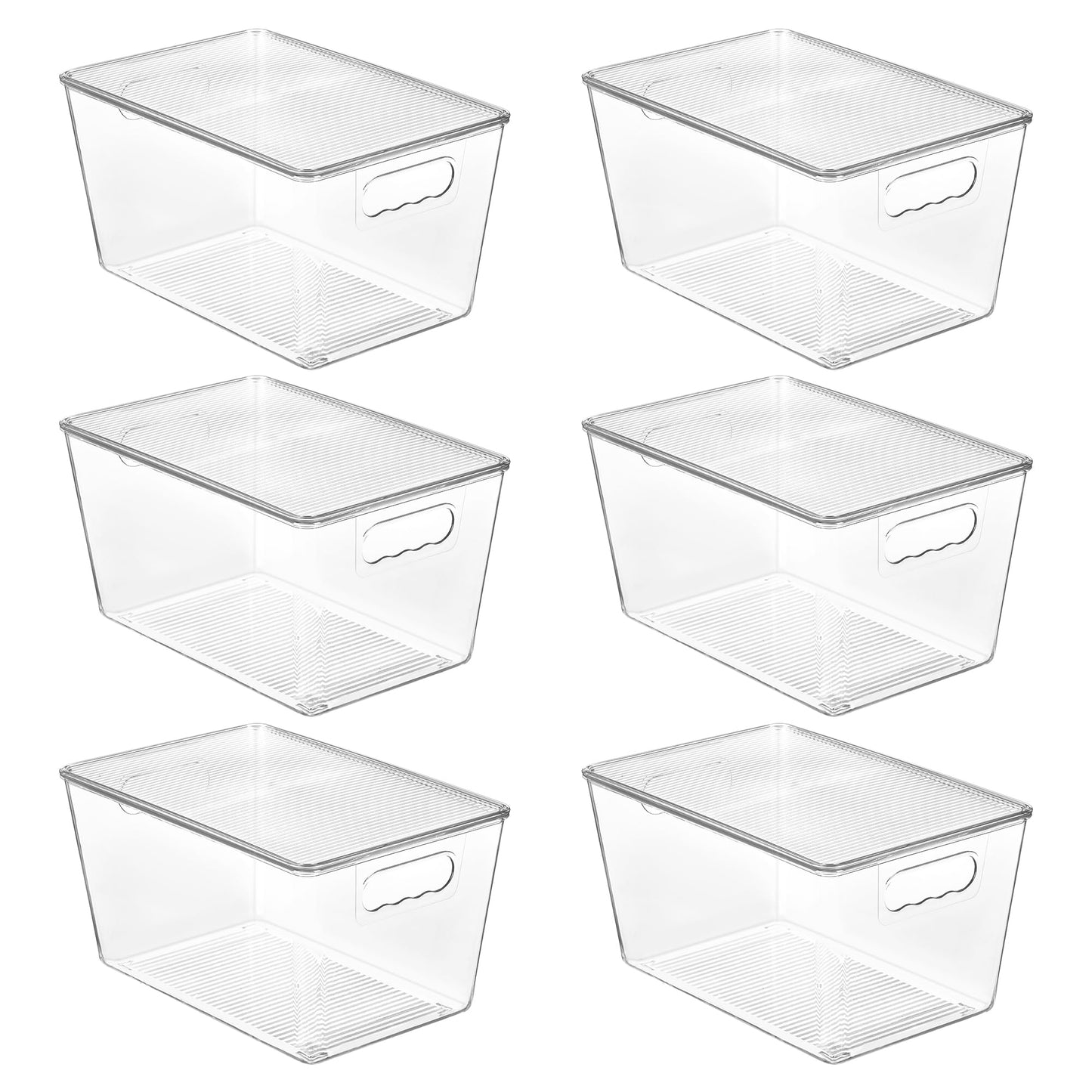 Vtopmart 6 Pack Clear Stackable Storage Bins with Lids and Handles, Large