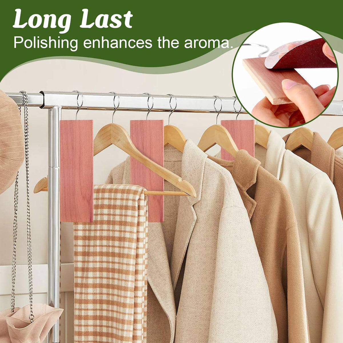 ESRICH Cedar Blocks for Clothes Storage, 15Pack with Metal Hooks