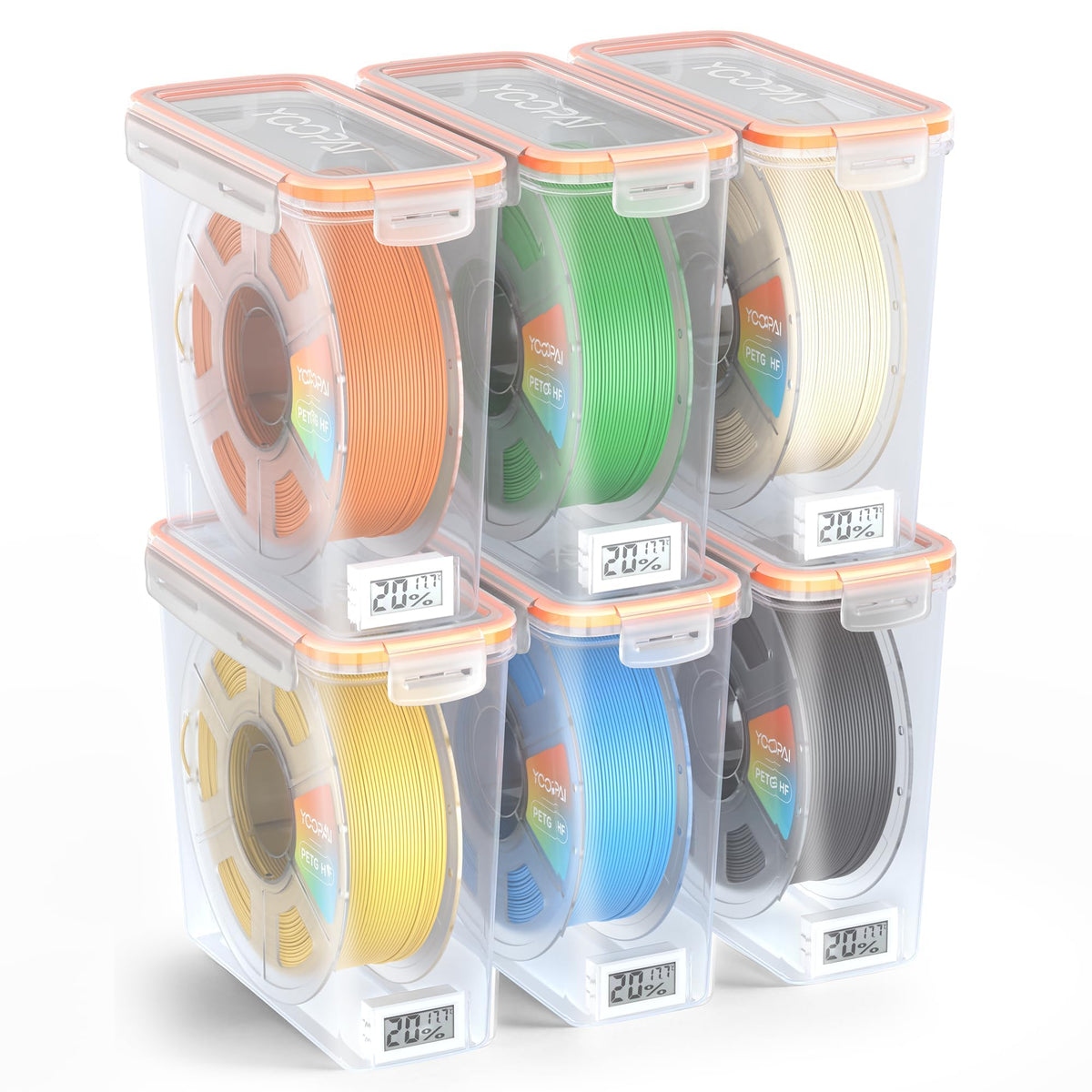 YOOPAI Pro Filament Storage Box with Temperature & Humidity Monitor, Airtight Filament Storage Container with Desiccant for 1KG 1.75mm PLA ABS PETG TPU, Single Spool 3D Printer Filament Storage Box(6)