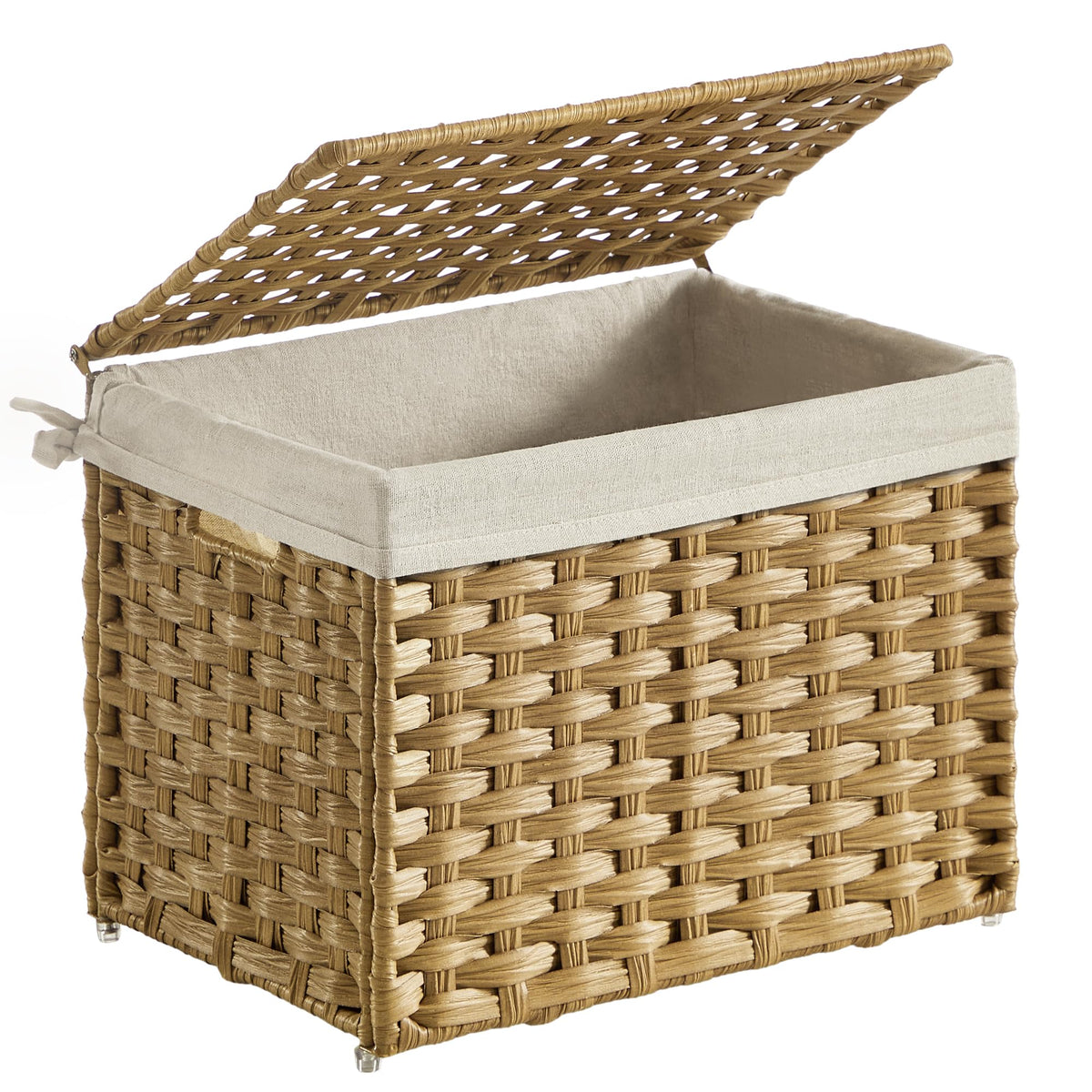 SONGMICS Woven Storage Basket with Lid, 42.3 Gallon (160L), Foldable