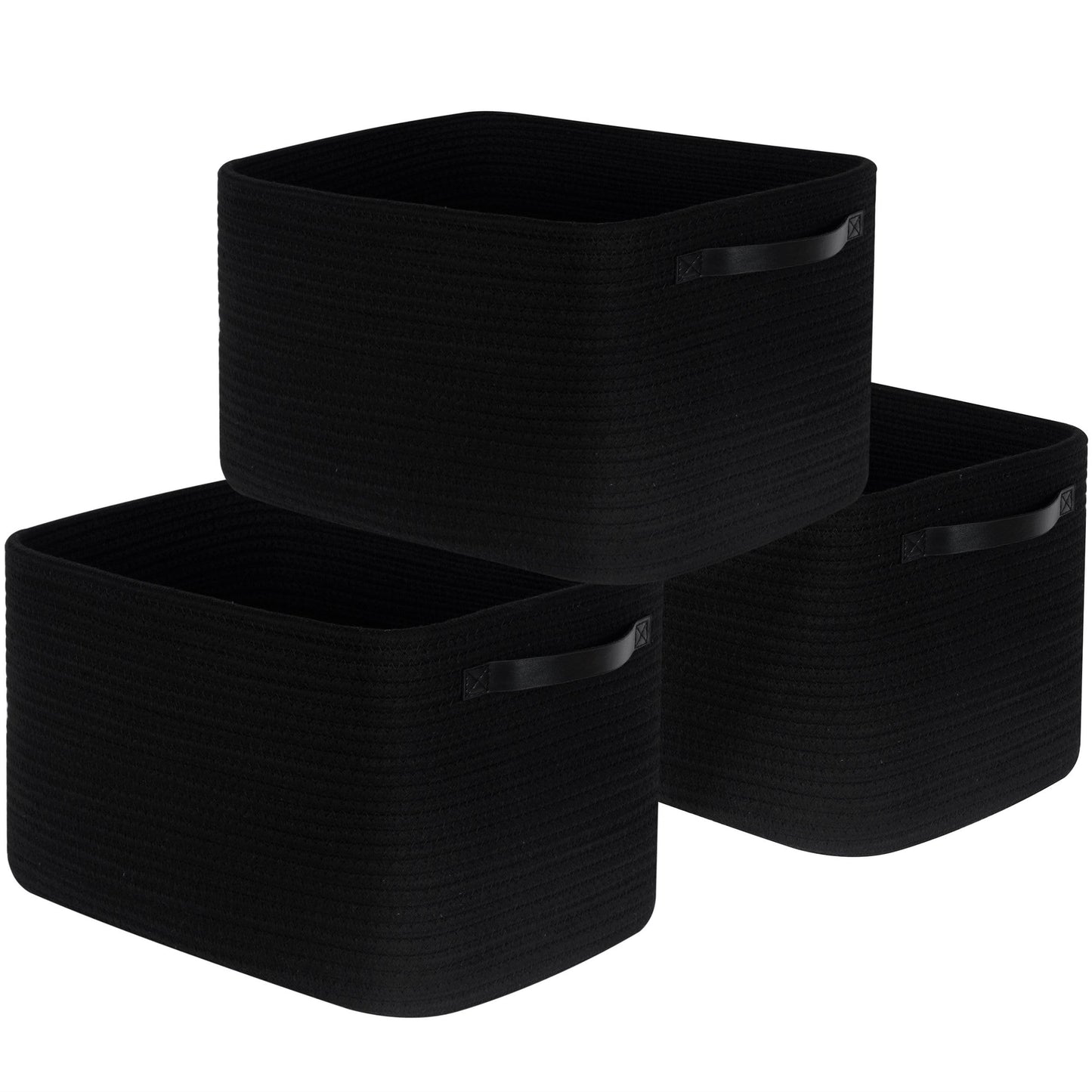 MINTWOOD Design 3-Pack Decorative Woven Storage Baskets for Shelves, Cube Bin Box for Organizing Books, Shoes, Dog Toys, Pantry Closet and Living Room Organizer, Oatmeal Brown