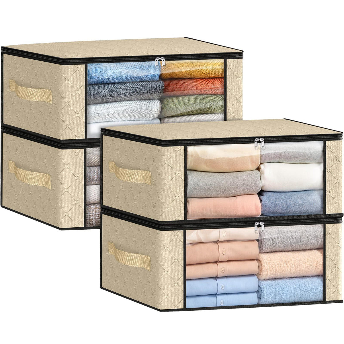 Fab totes 6 Pack Storage Bags for Clothes Blanket Storage Bins with Lids