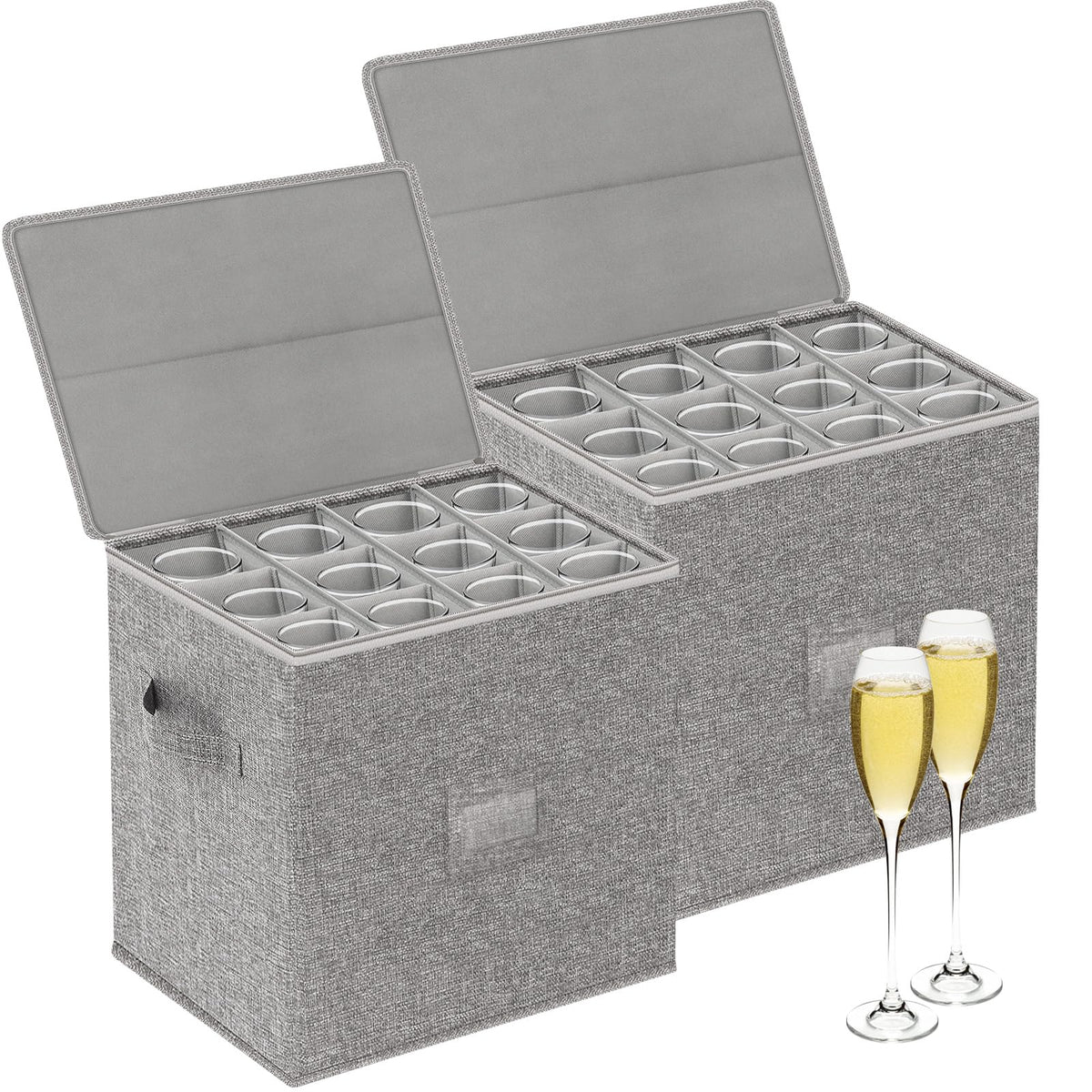 Kukikan Wine Glass Storage Holder, Hard Shell, 2 Pack for 24 Glassware