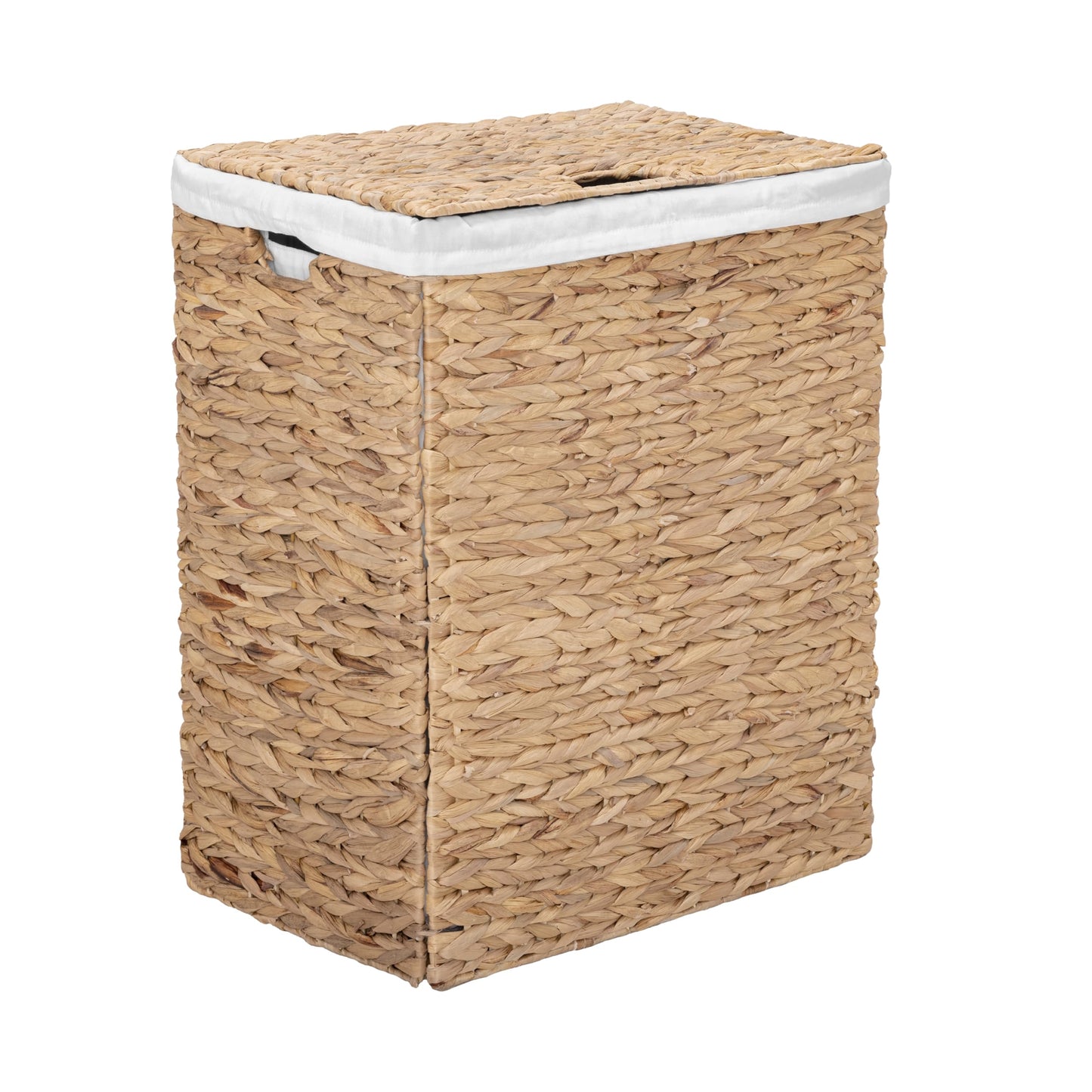 Seville Classics Premium Natural Handwoven Portable Laundry Bin Basket with Carrying Handles, Household Storage for Clothes, Linens, Sheets, Toys, Natural Water Hyacinth, Rectangular (2-Pack)
