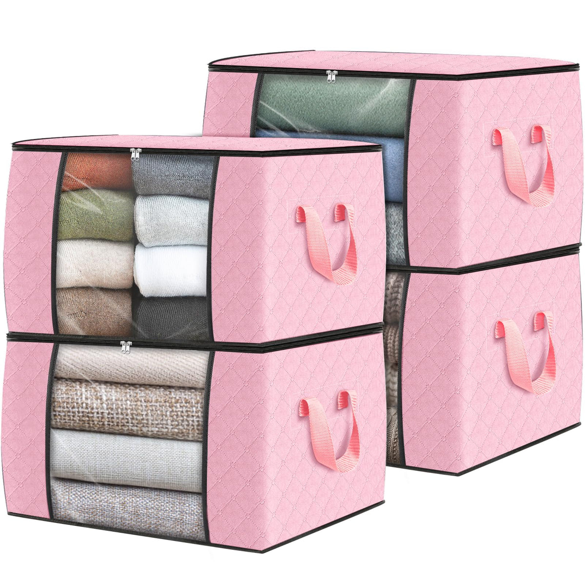 Fab totes 6 Pack Storage Bags for Clothes Blanket Storage Bins with Lids