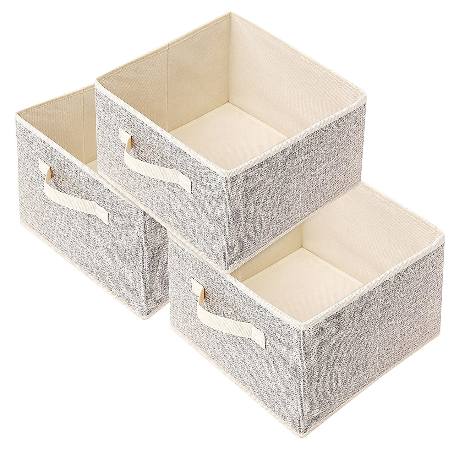 Storage Baskets, 11-Inch Woven Fabric Bins, Storage Cubes with Reinforced Handles, Organizer Bins for Closet Shelves, Foldable, for Toys, Clothes, Natural Beige (2PCS/Beige-11*11*7.8inch)