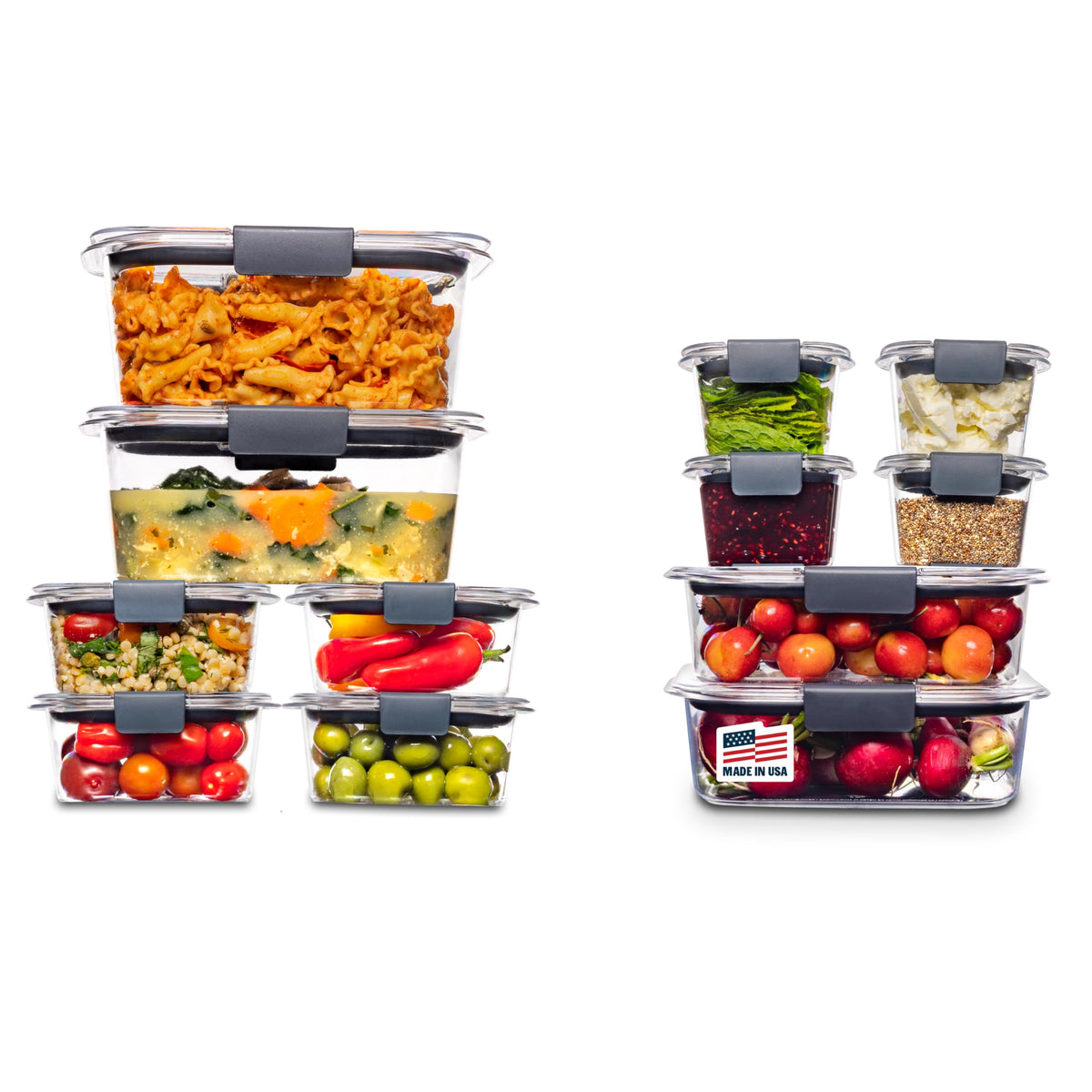 Rubbermaid Brilliance Food Storage Containers, Set of 5 (10 Pieces), BPA-Free, Leak-Proof, Clear