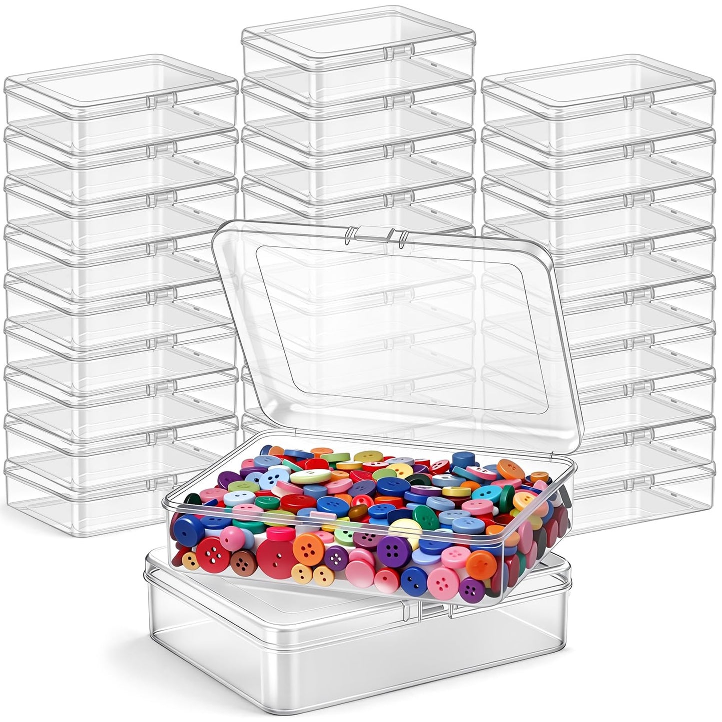 Jetec 6 Pieces Small Clear Plastic Storage Box, 3.3 x 2.1 x 1 Inch