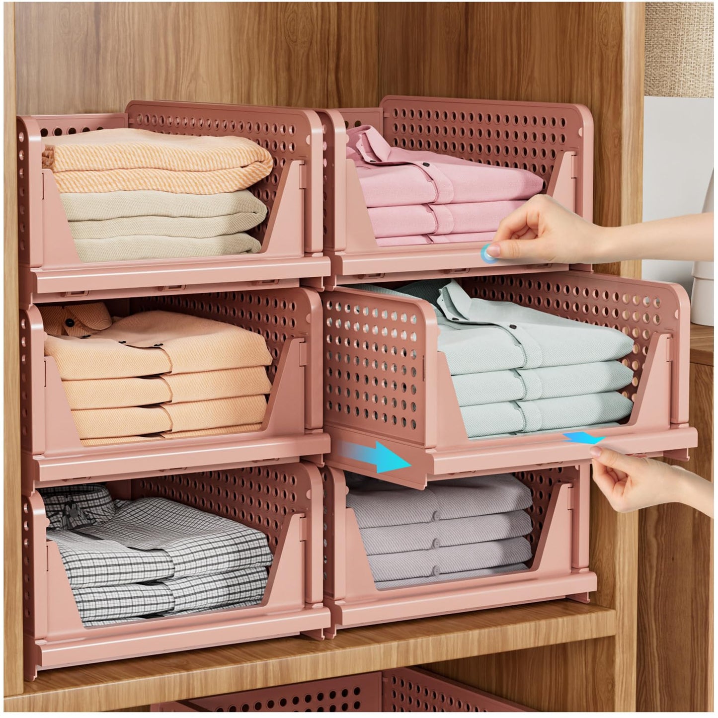 8 Pack Closet Organizers and Storage, Stackable & Foldable Closet Bins