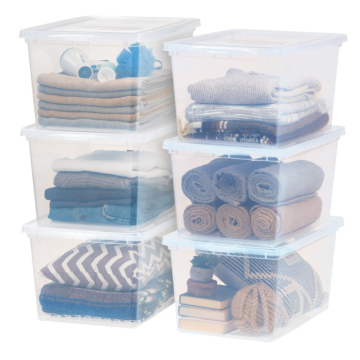 IRIS USA 12-Pack 7 Qt Storage Bins with Lids, Clear, Stackable