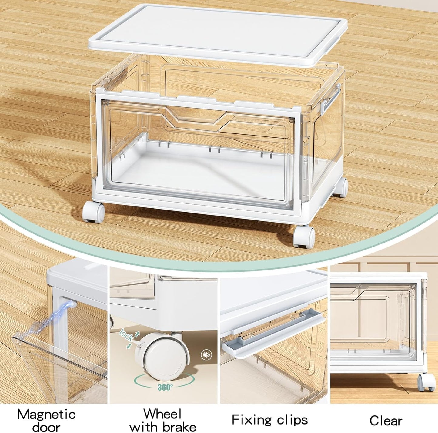 Kmiectse Clear Storage Bins with Lids - 4 Tier 23qt Plastic Stackable Bins