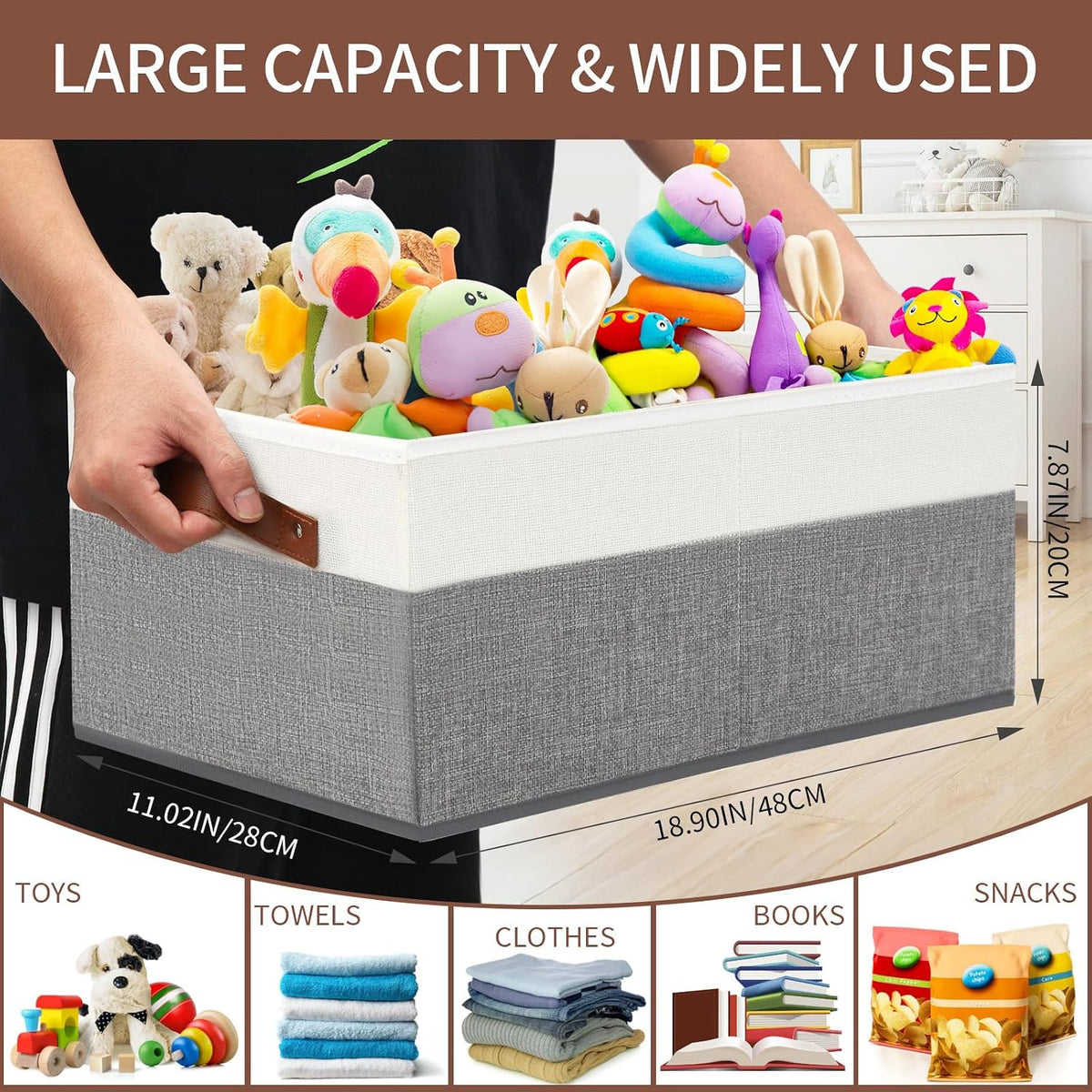 3 Pack Large Capacity Storage Bins Closet Organizer for Shelves