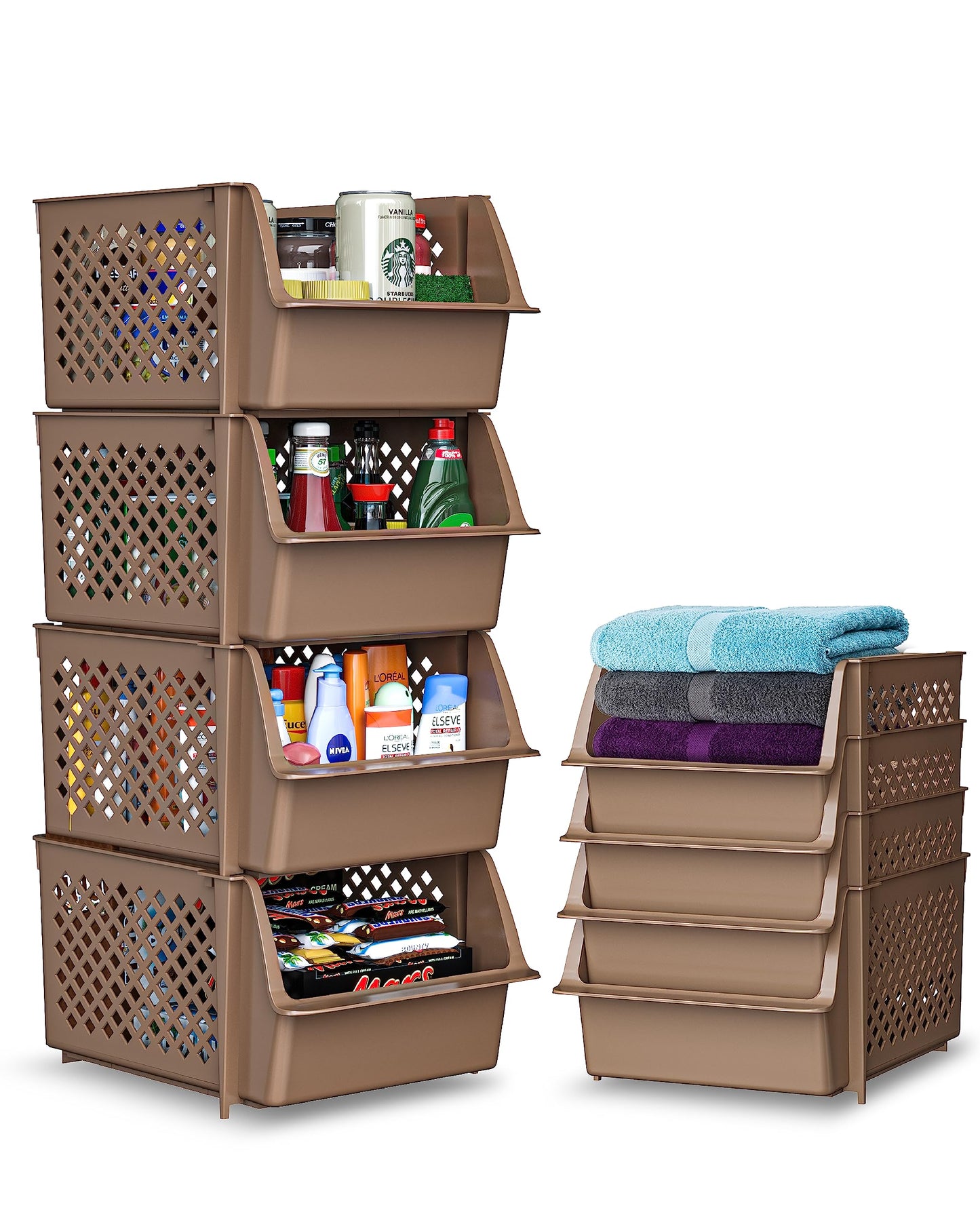 Skywin Stackable Storage Bins Open Front for Pantry Storage, 4 Pack - Multi