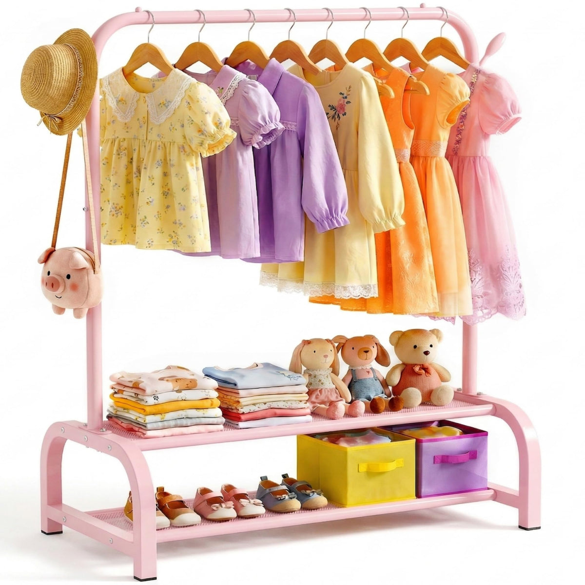 Kids Clothes Rack for Ages 3-6, Montessori Kids Clothing Rack, White