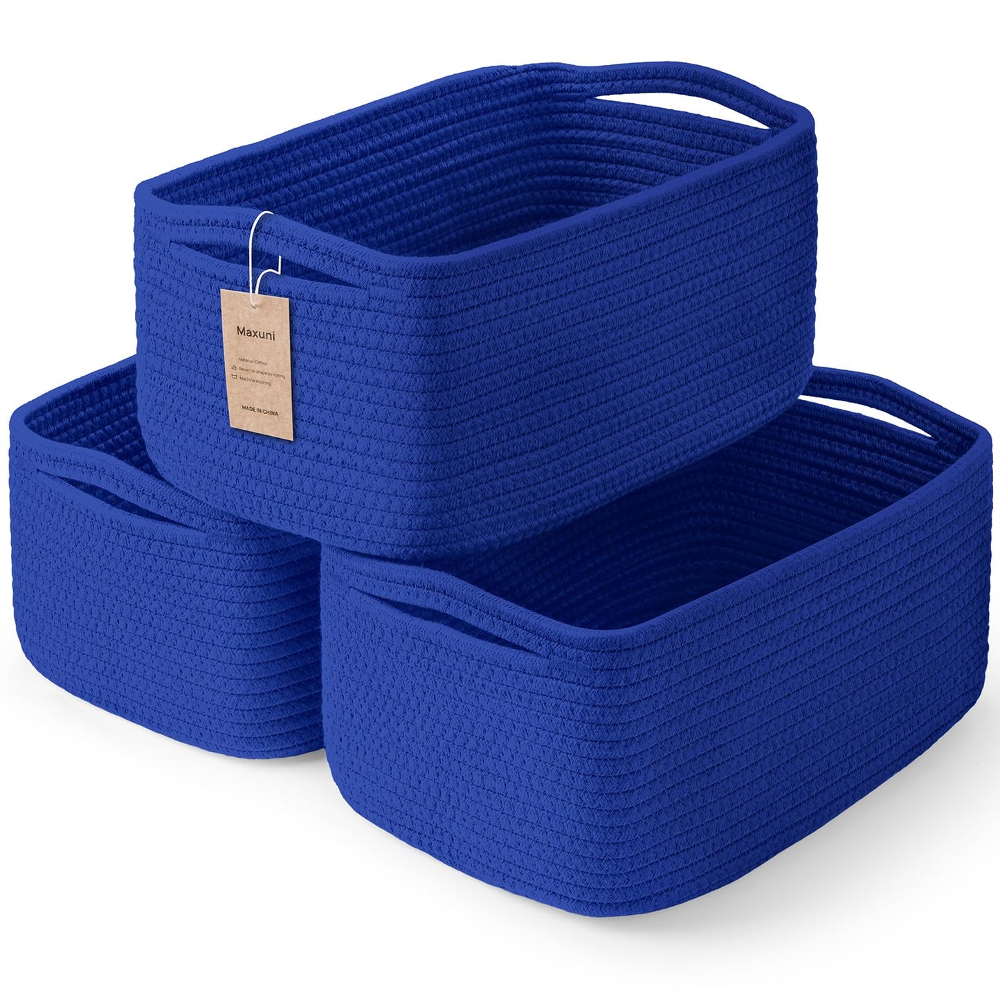 3 Pack Small Storage Baskets for Organizing, 11.8×7.8×5.1", Mixed Brown