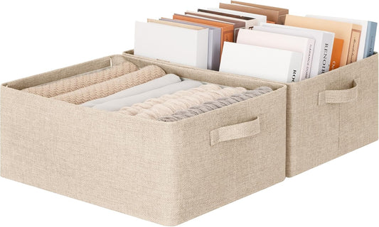GRANNY SAYS Storage Basket for Shelves, Storage Bins, Light Taupe, 2-Pack
