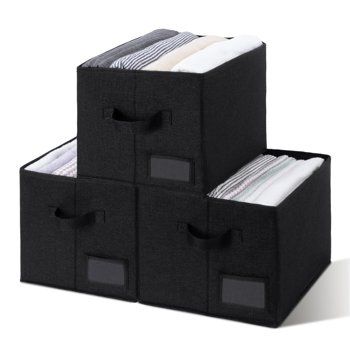 GRANNY SAYS Closet Storage Bins with Handles, Gray, Large, 3-Pack