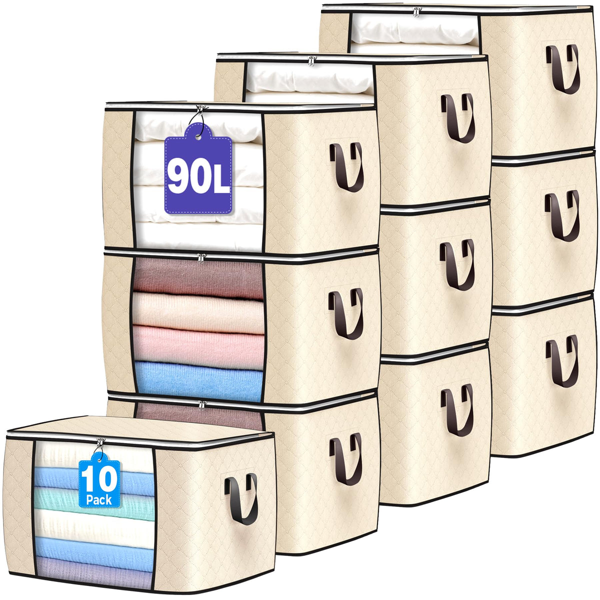 90L Large Storage Bags, 6 Pack Clothes Storage Bins Closet Organizers