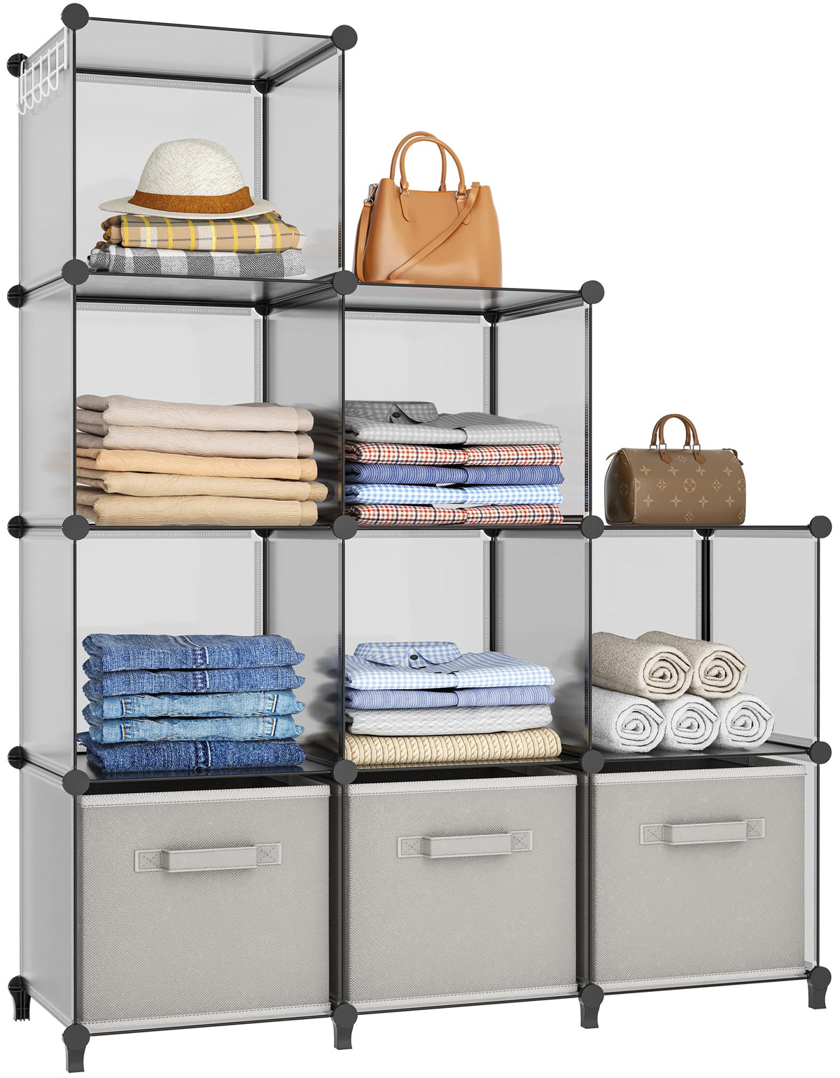 HOMIDEC Closet Organizers and Storage, 9 Cube Storage Organizer, Black