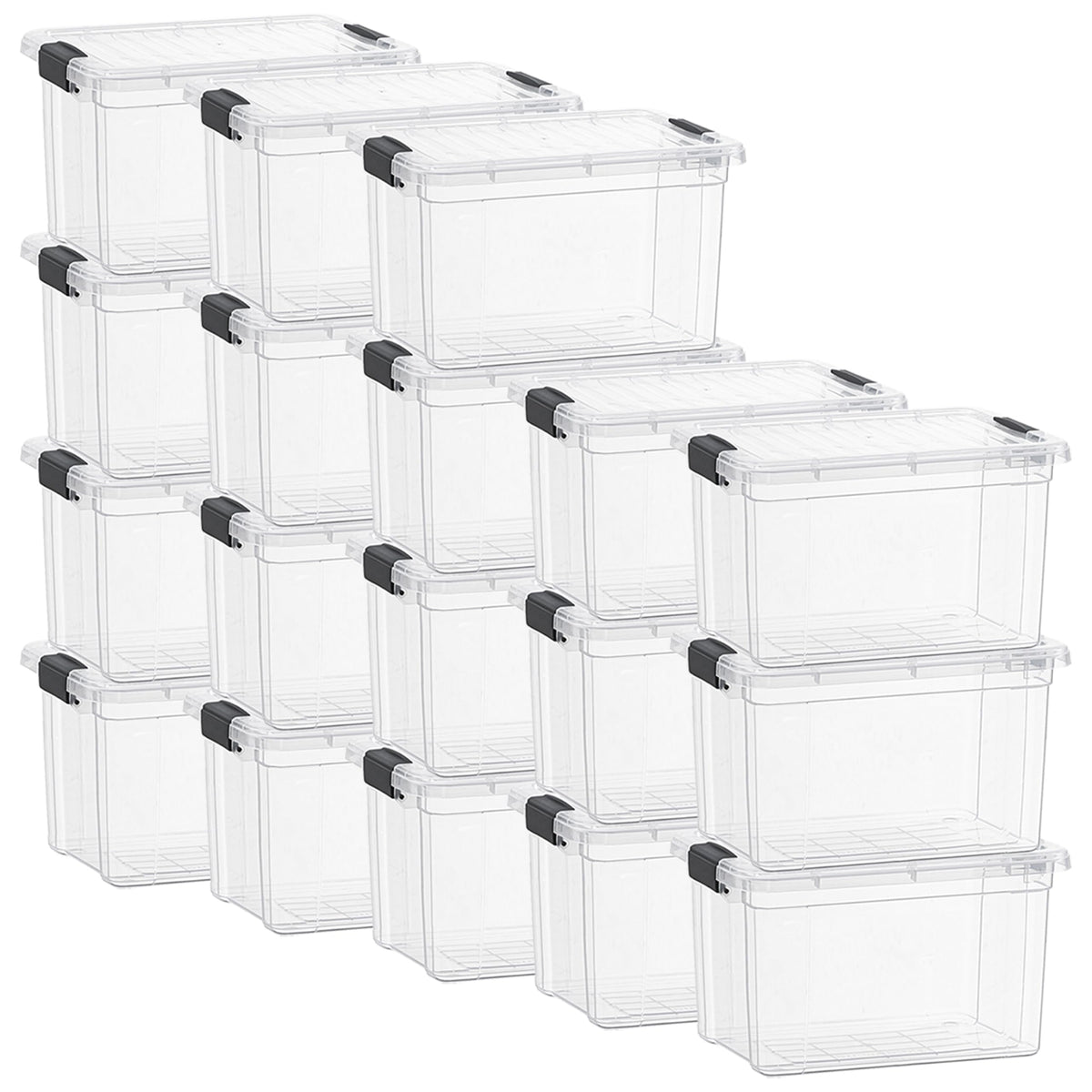 Superio Clear Plastic Storage Bins with Lid, 4.5 Quart Box, Organizing Containers, Stackable Plastic Tote for Home, Garage, Dorm, School, and Office