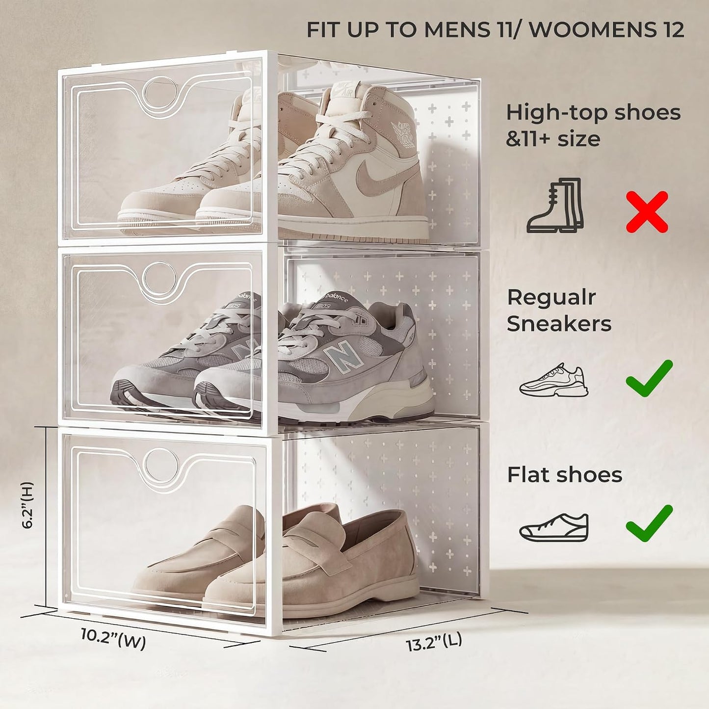 Pinkpum 15 Pack X-Large Shoe Storage Boxes, Shoe Organizer Clear Stackable