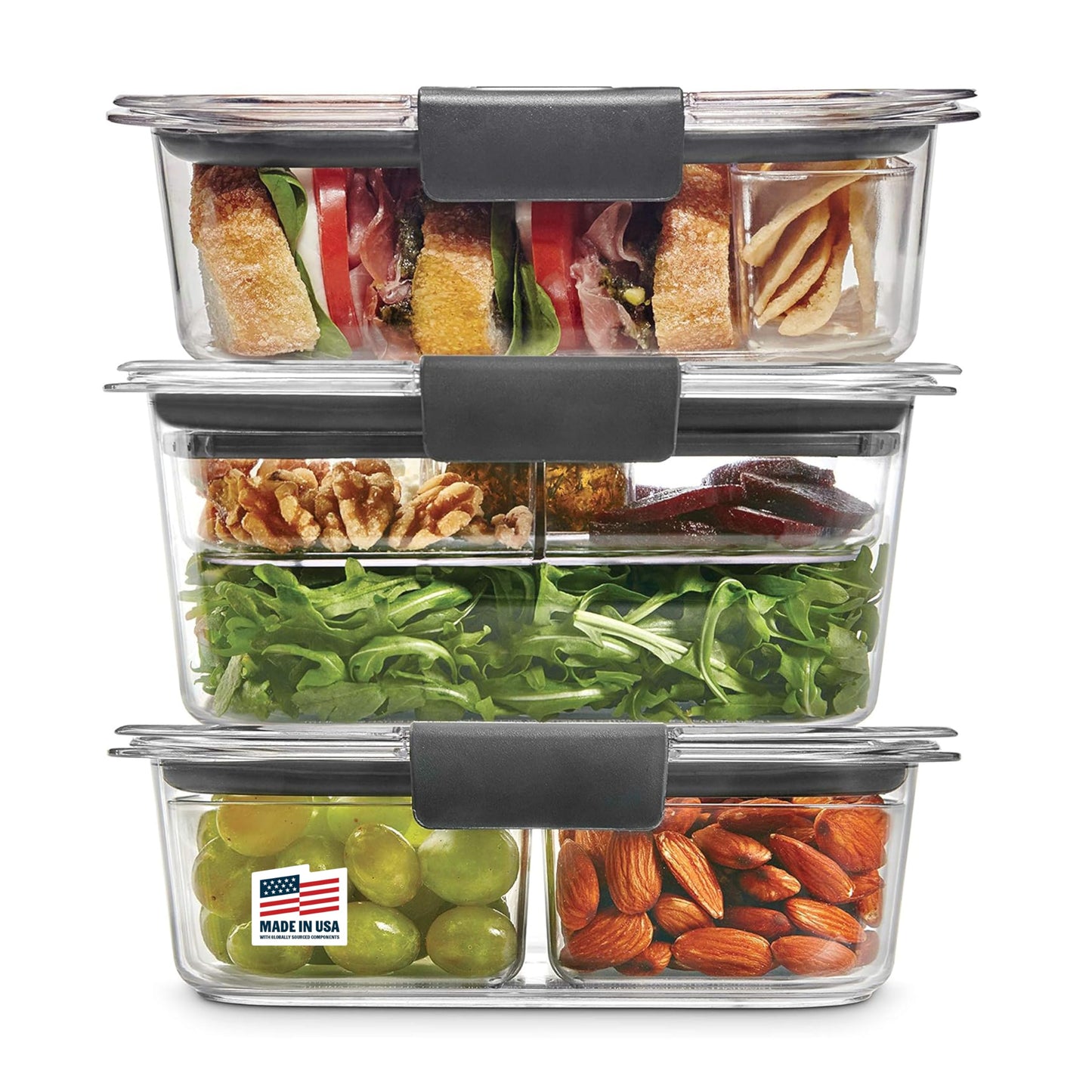 Rubbermaid Brilliance Food Storage Containers, Set of 5 (10 Pieces), BPA-Free, Leak-Proof, Clear