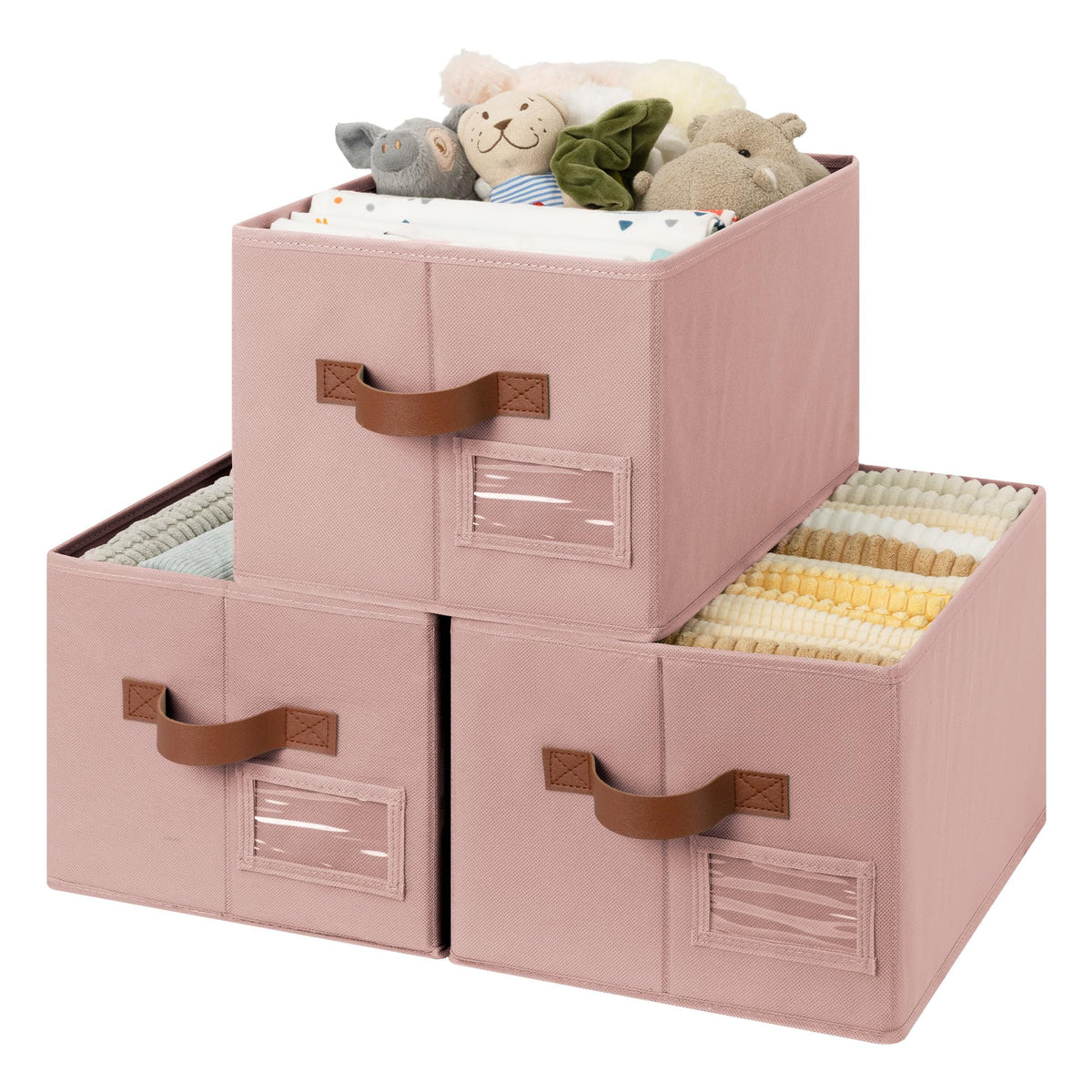 GRANNY SAYS Closet Storage Bins with Handles, Gray, Large, 3-Pack