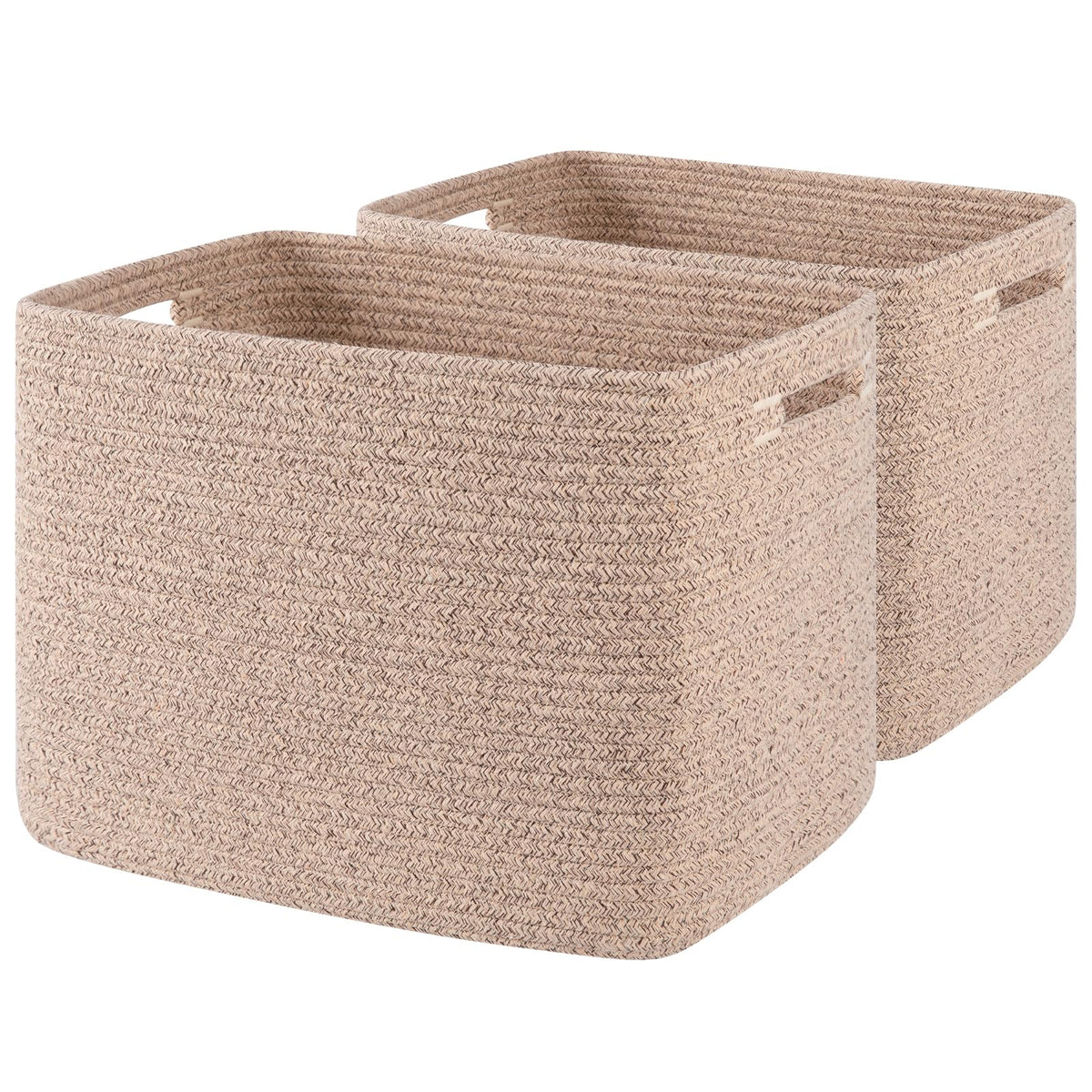 OIAHOMY 2 PACK Tall Storage baskets 42L Blanket Basket Living Room Brown