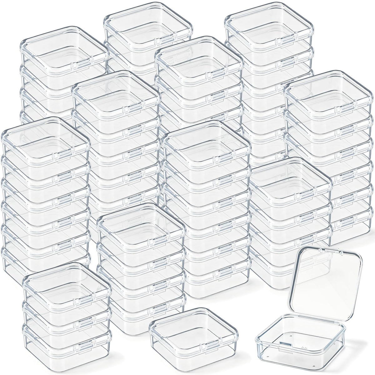 Jetec 6 Pieces Small Clear Plastic Storage Box, 3.3 x 2.1 x 1 Inch