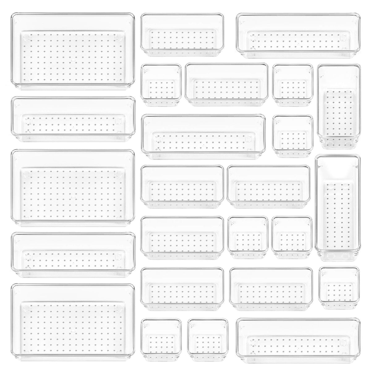 Vtopmart 25 Pack Plastic Drawer Organizers with Non-slip Rubber Pads